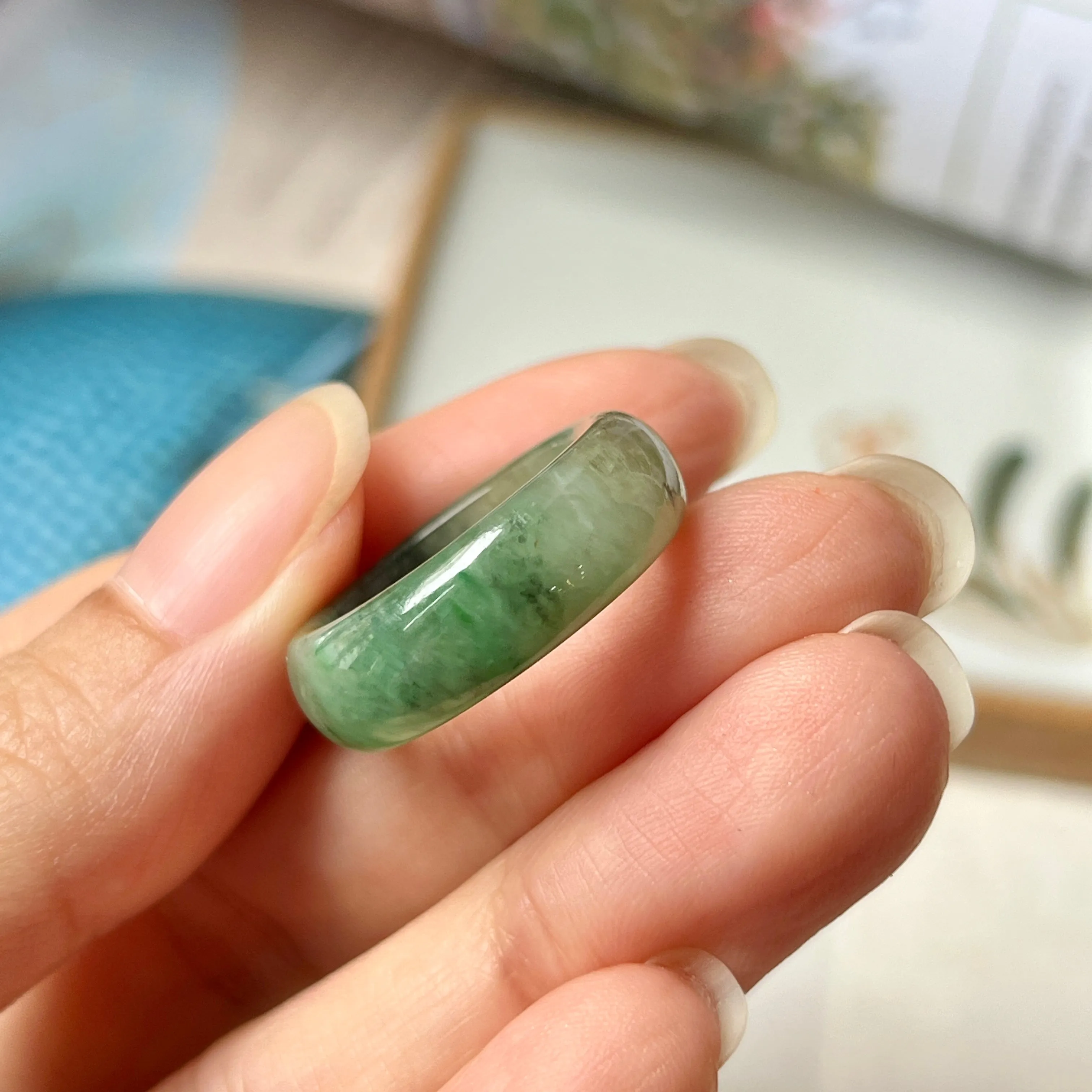 High-Quality 17mm Natural Imperial Green Jadeite Abacus Band - Grade A