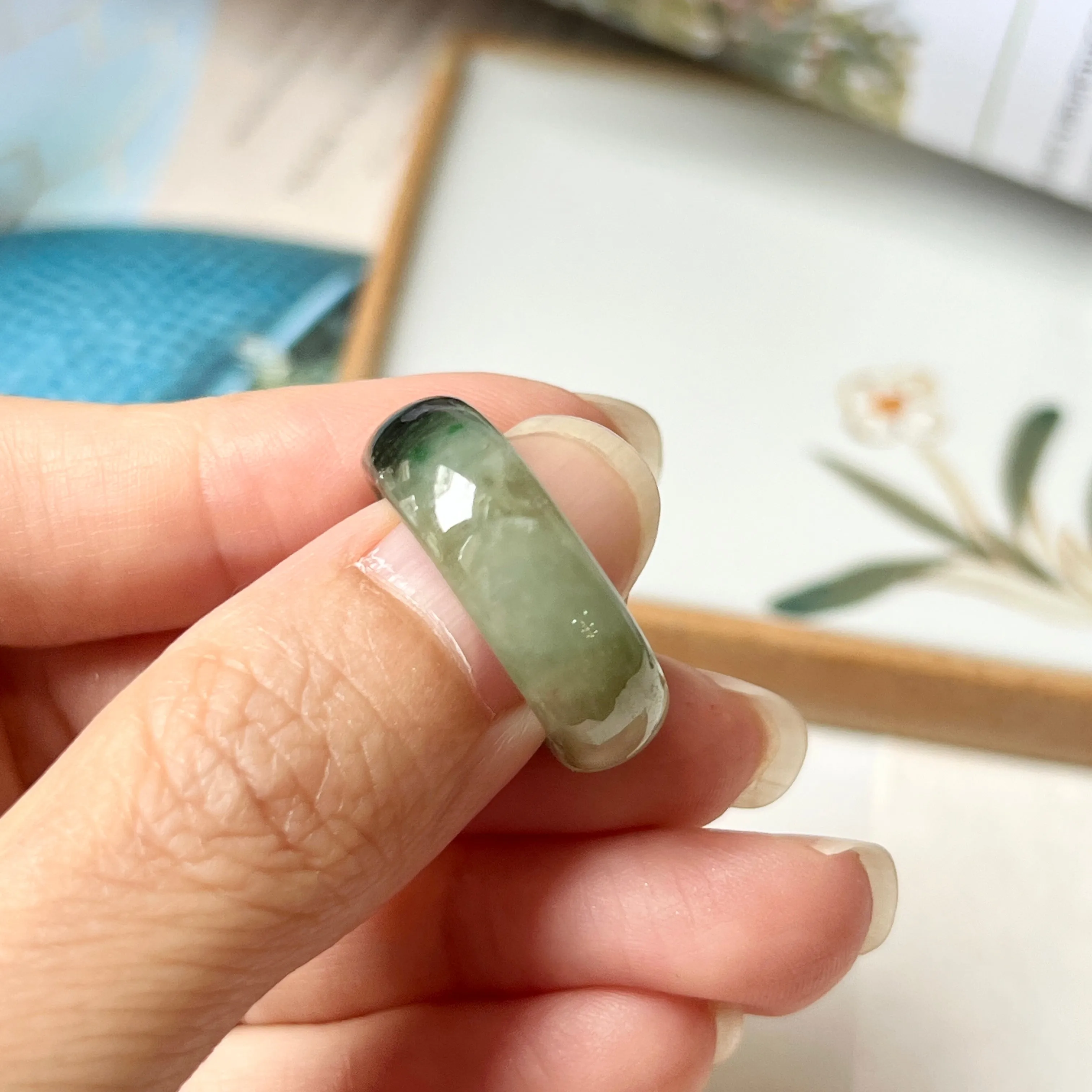 High-Quality 17mm Natural Imperial Green Jadeite Abacus Band - Grade A