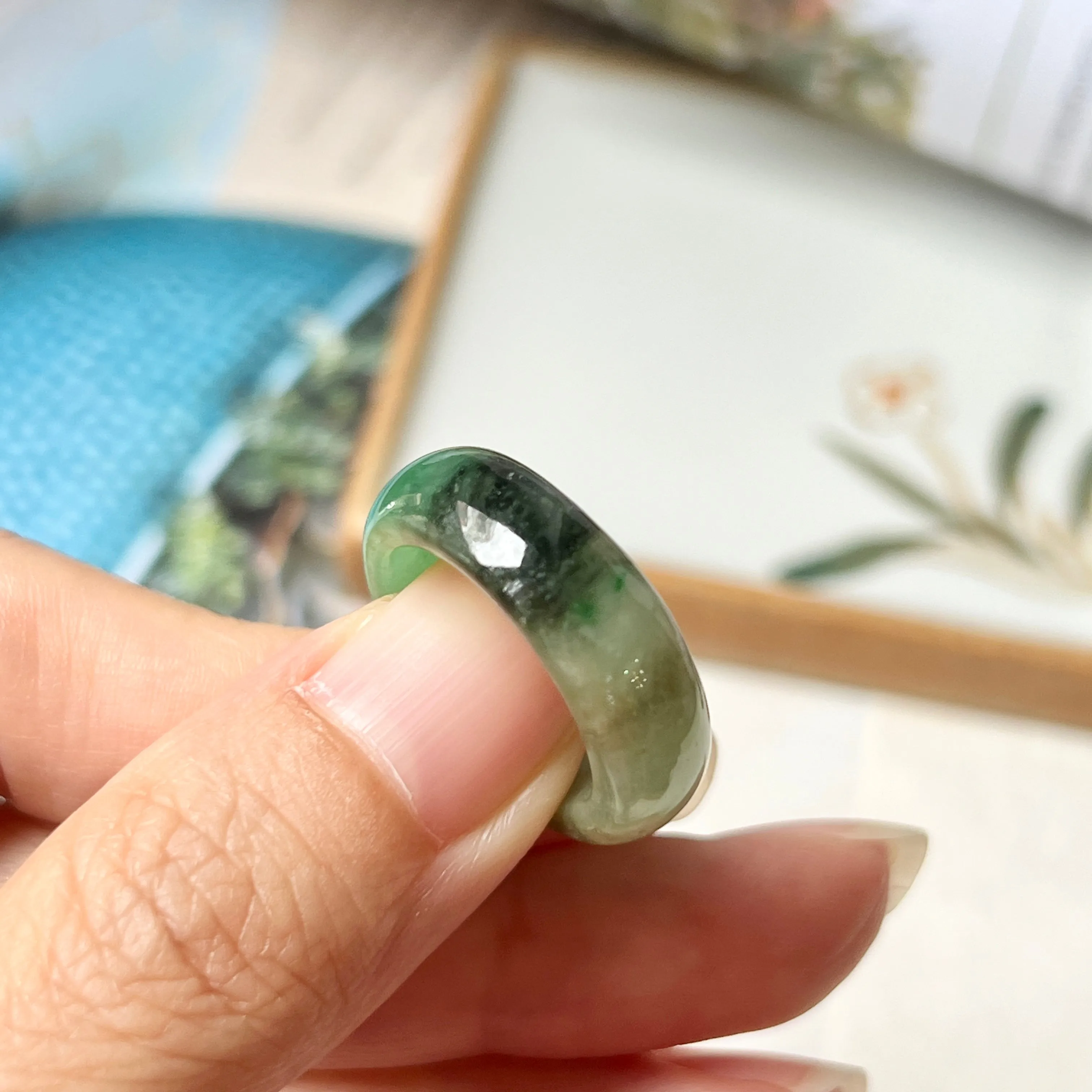 High-Quality 17mm Natural Imperial Green Jadeite Abacus Band - Grade A