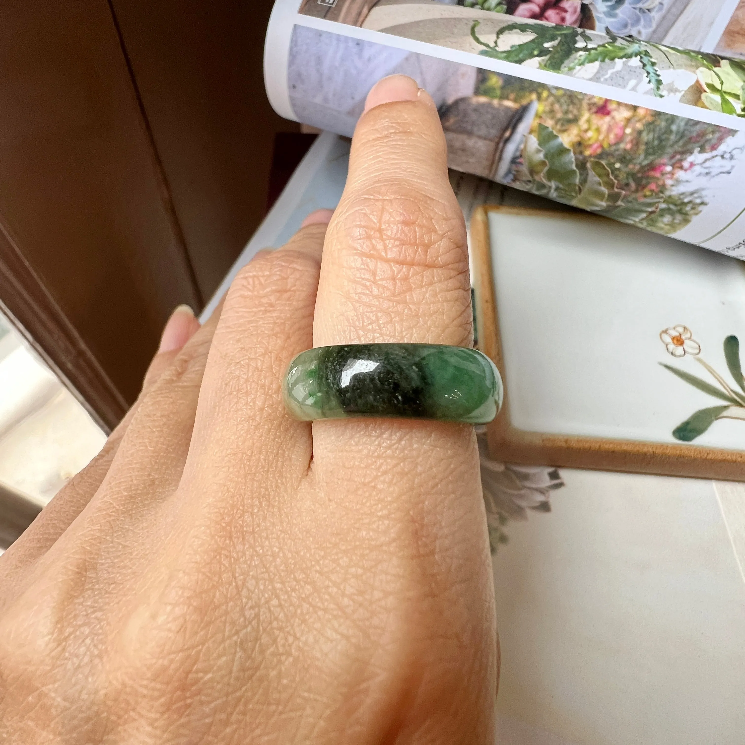 High-Quality 17mm Natural Imperial Green Jadeite Abacus Band - Grade A