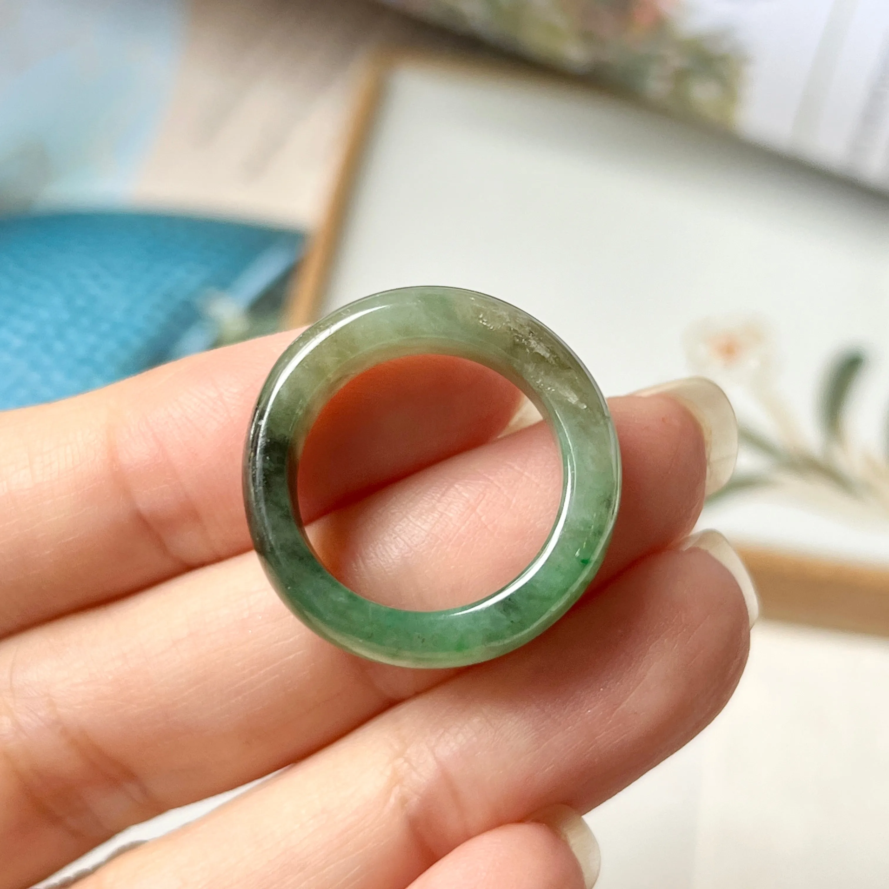 High-Quality 17mm Natural Imperial Green Jadeite Abacus Band - Grade A