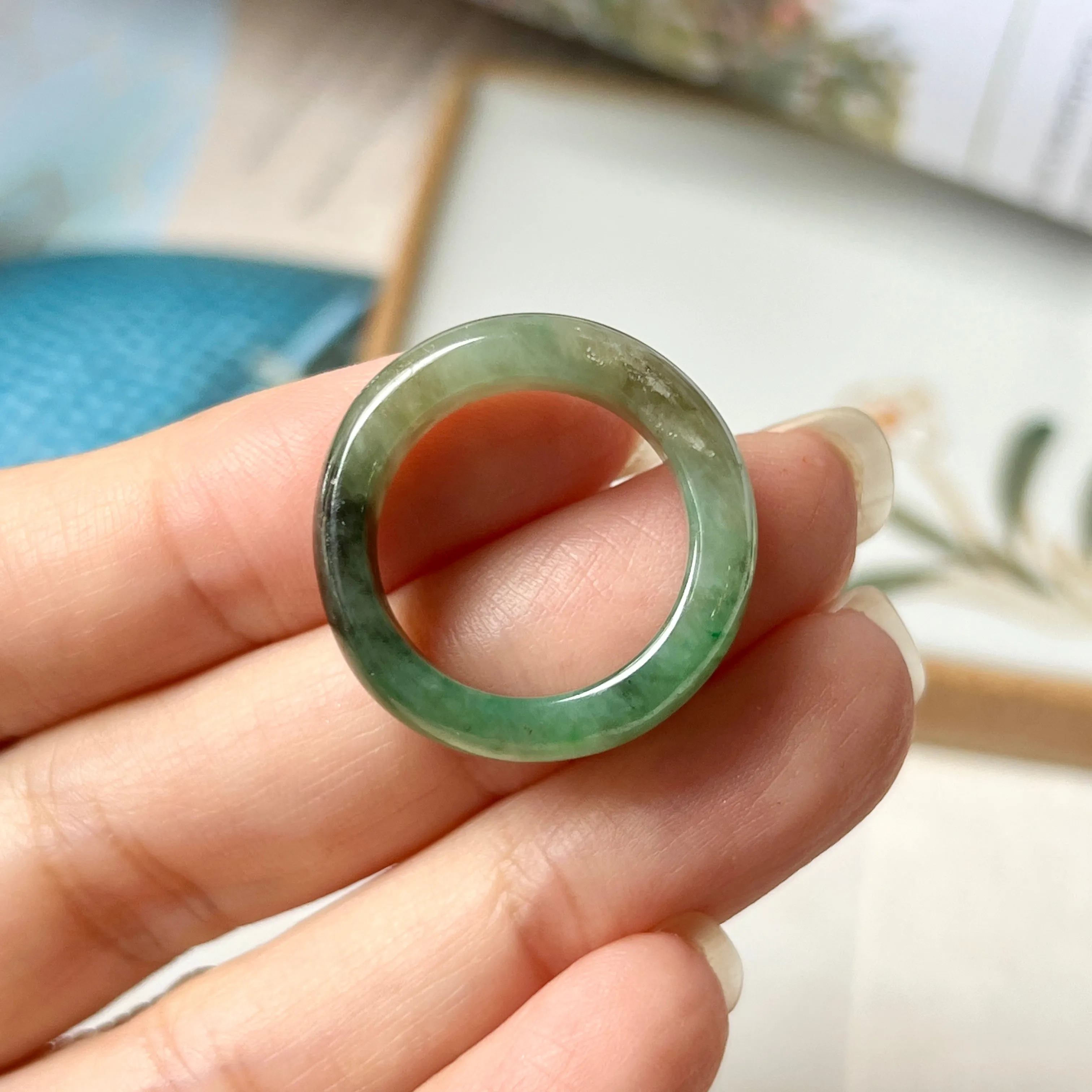 High-Quality 17mm Natural Imperial Green Jadeite Abacus Band - Grade A