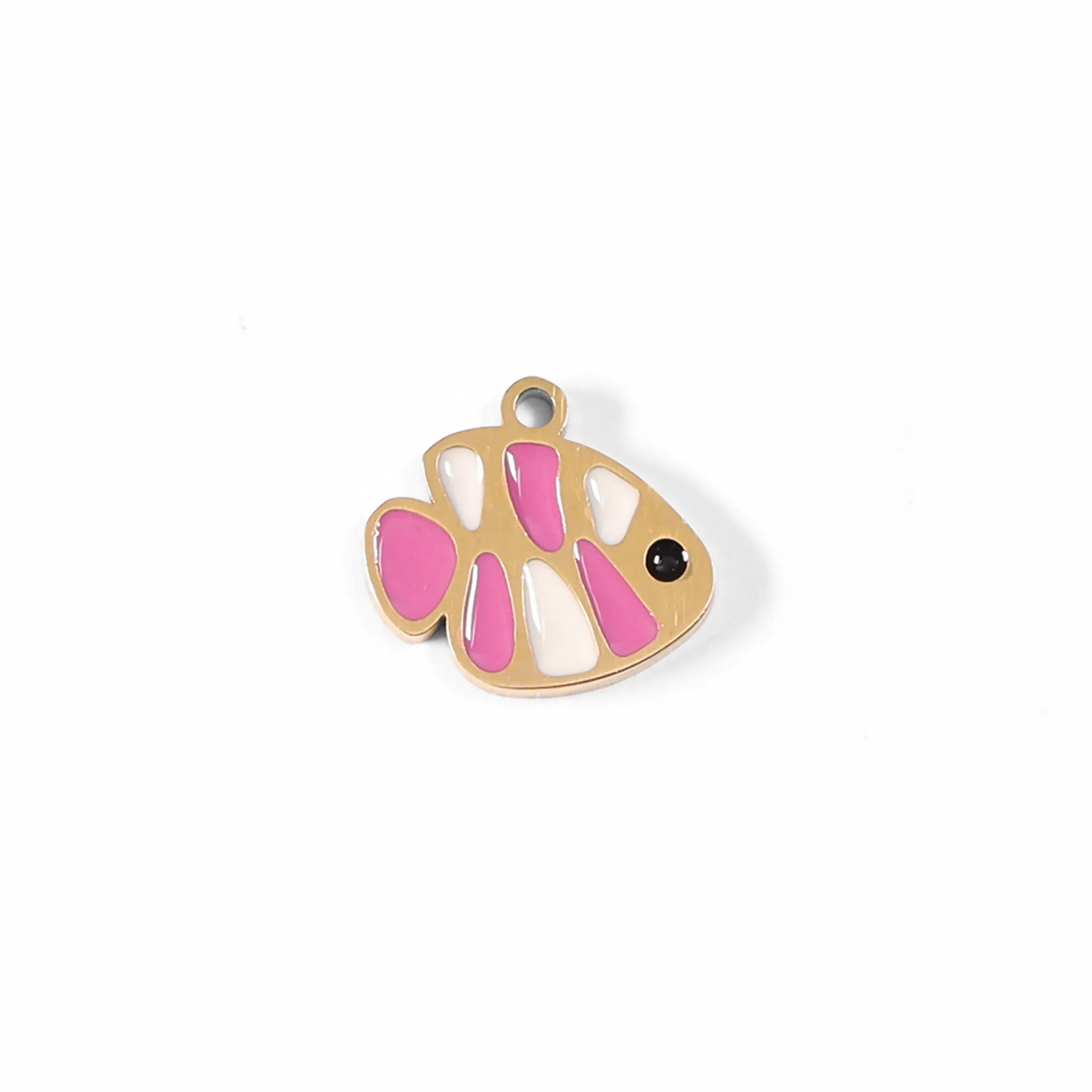 18K Gold PVD Stainless Steel Epoxy Fish Charm / PDL0076