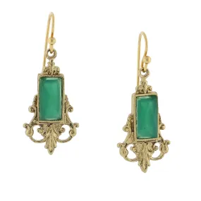 Elegant Antique-Inspired Drop Earrings with Glass Stone Baguettes from 1928 Jewelry