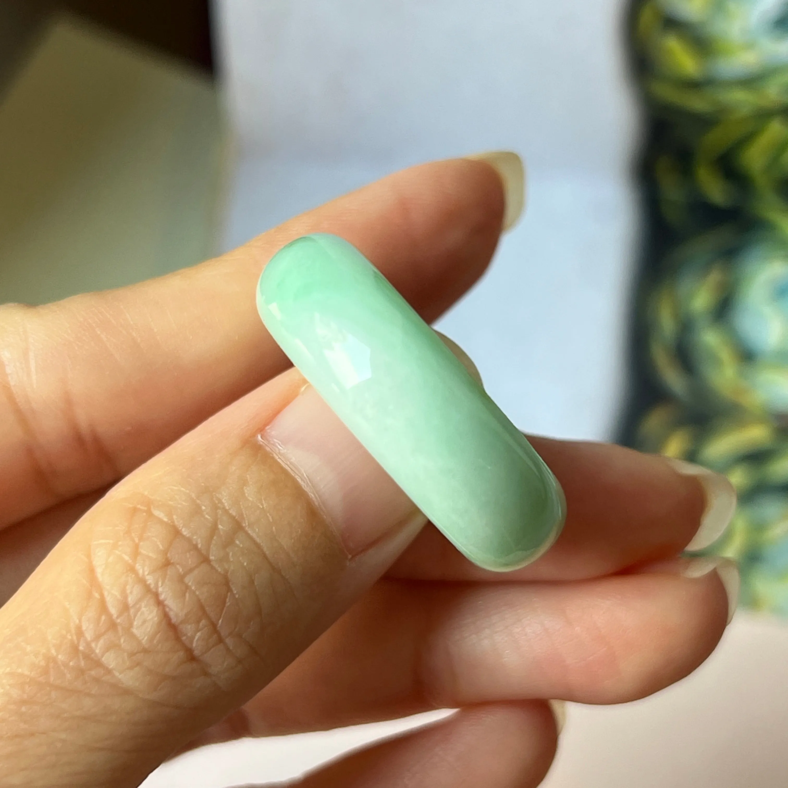 19.3mm A-Grade Natural Apple Green Jadeite Abacus Band No.162336