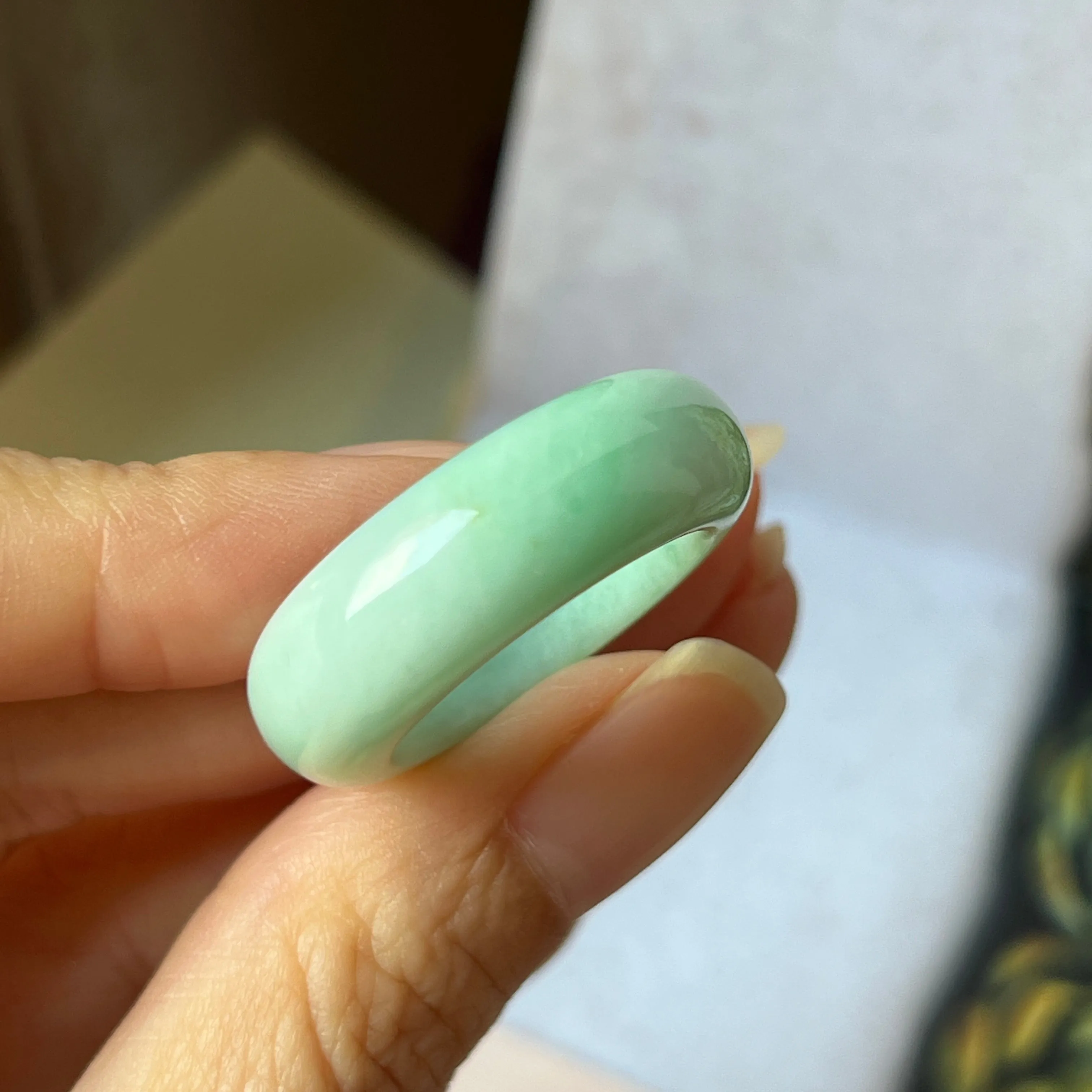 19.3mm A-Grade Natural Apple Green Jadeite Abacus Band No.162336