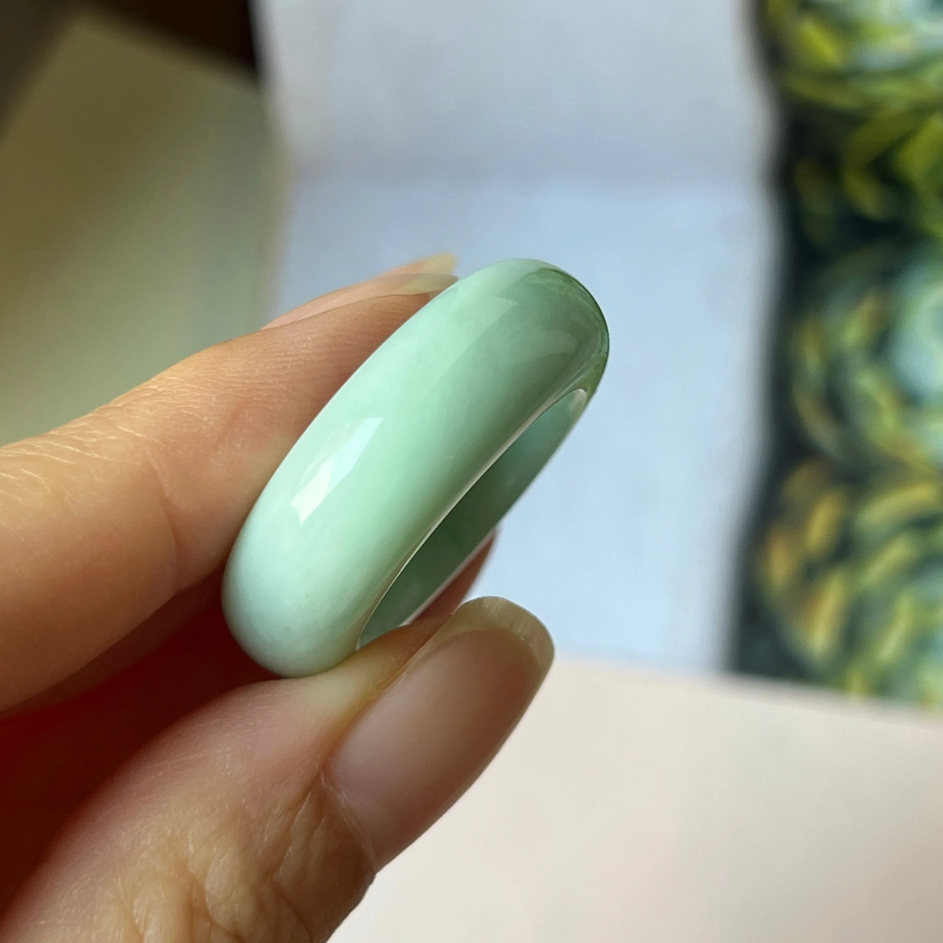 19.3mm A-Grade Natural Apple Green Jadeite Abacus Band No.162336