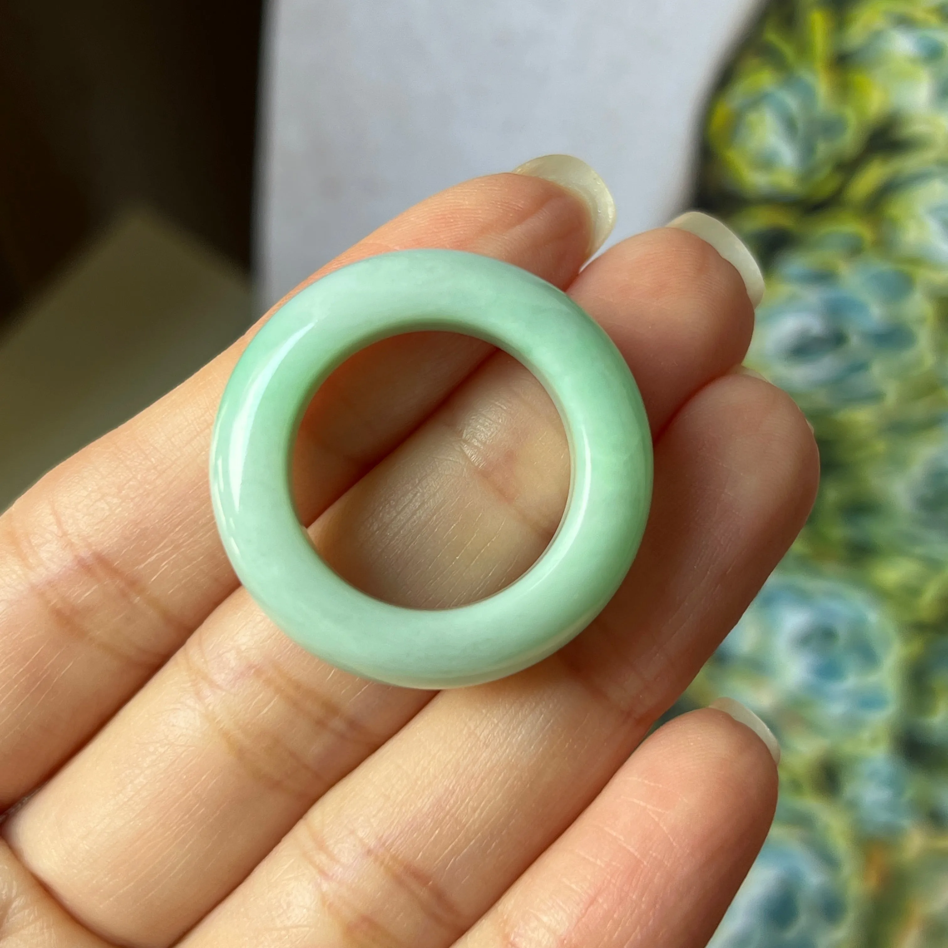 19.3mm A-Grade Natural Apple Green Jadeite Abacus Band No.162336