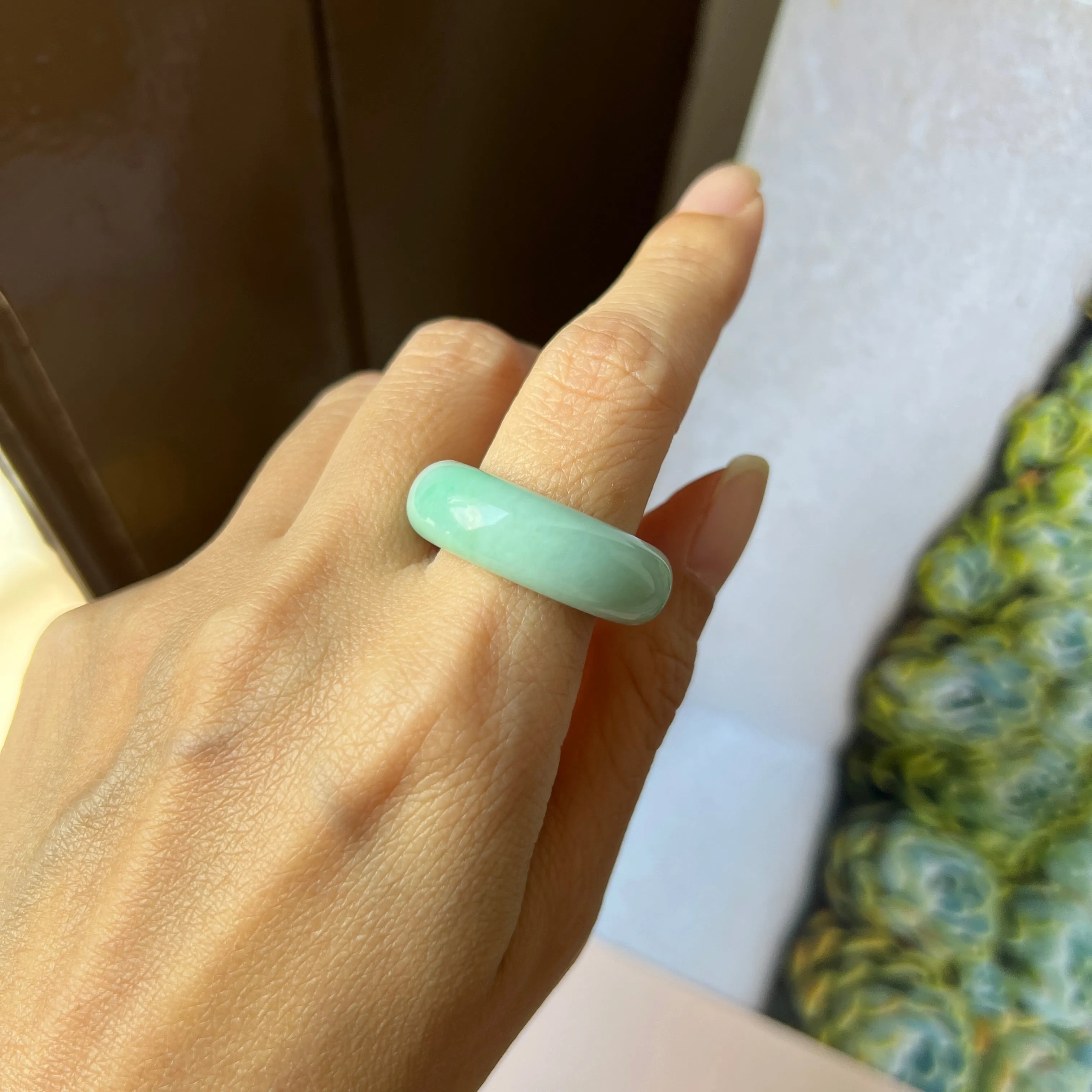 19.3mm A-Grade Natural Apple Green Jadeite Abacus Band No.162336