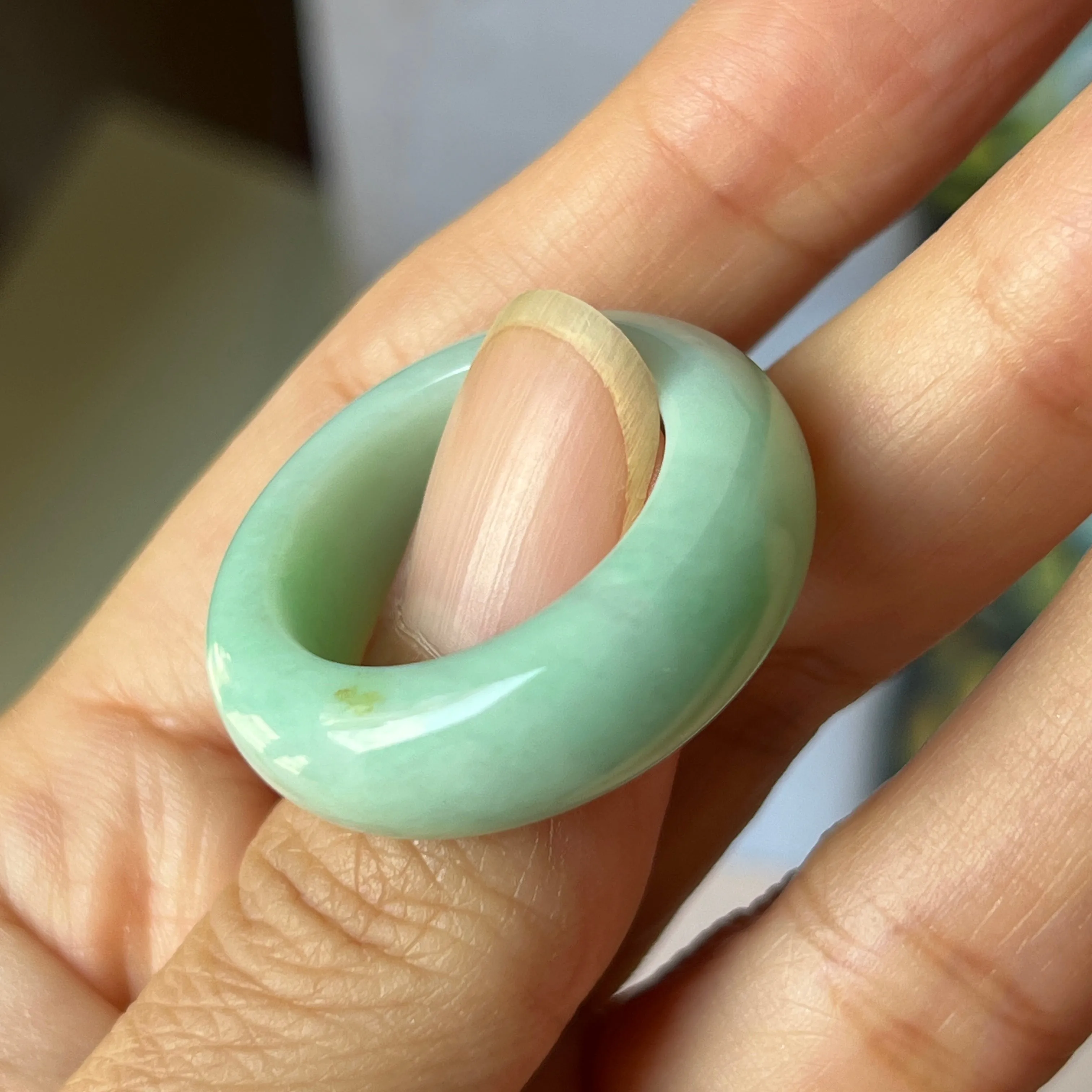 19.3mm A-Grade Natural Apple Green Jadeite Abacus Band No.162336