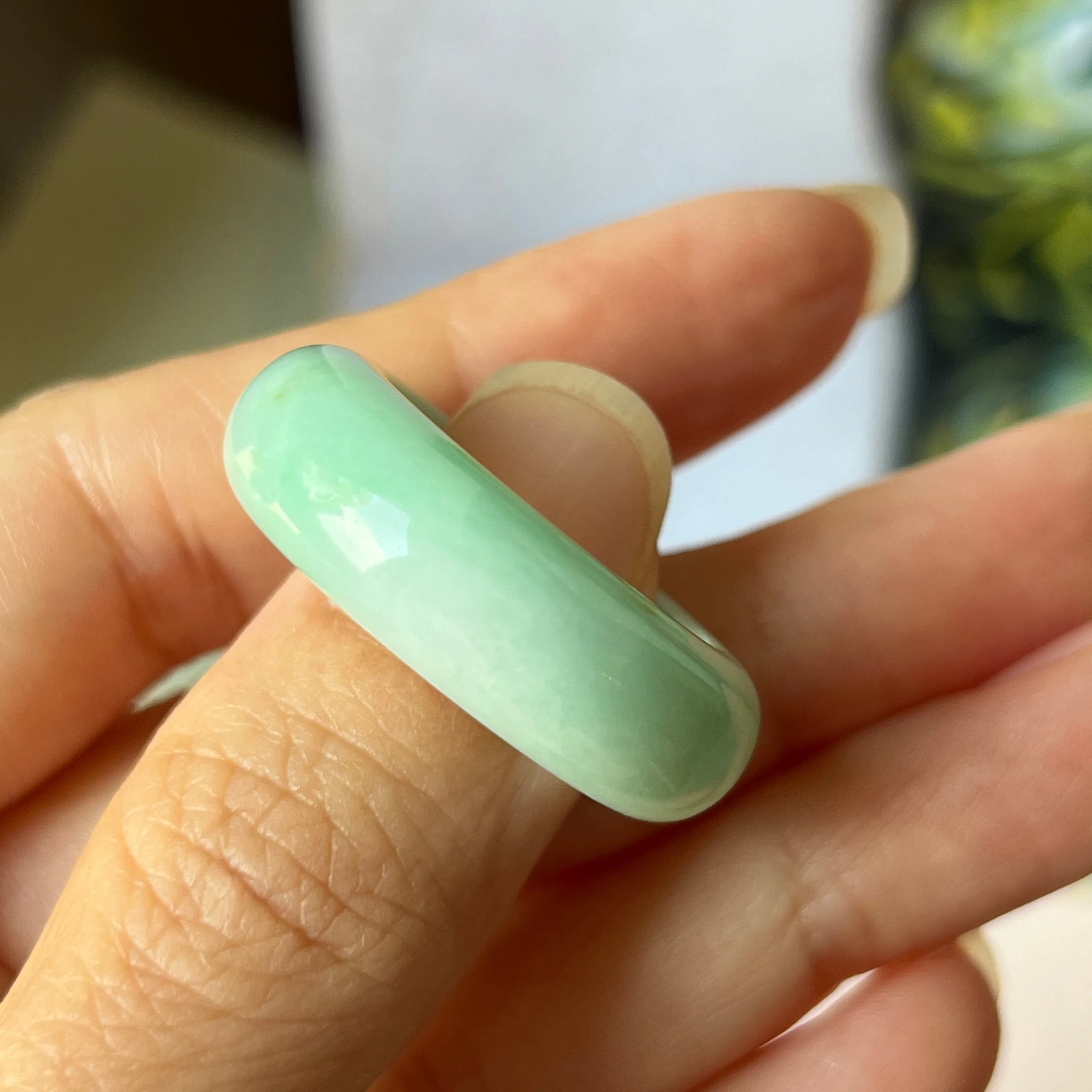 19.3mm A-Grade Natural Apple Green Jadeite Abacus Band No.162336