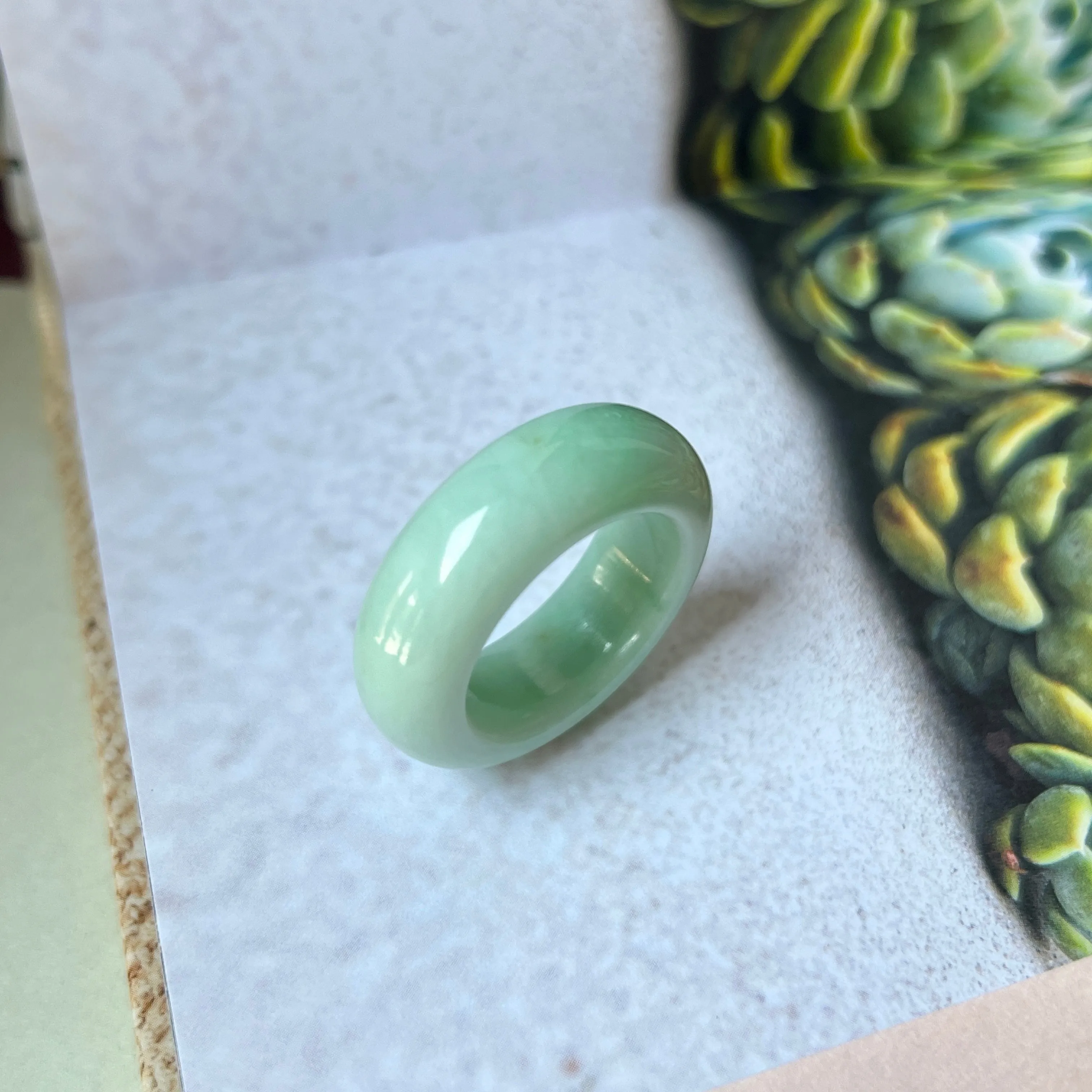 19.3mm A-Grade Natural Apple Green Jadeite Abacus Band No.162336
