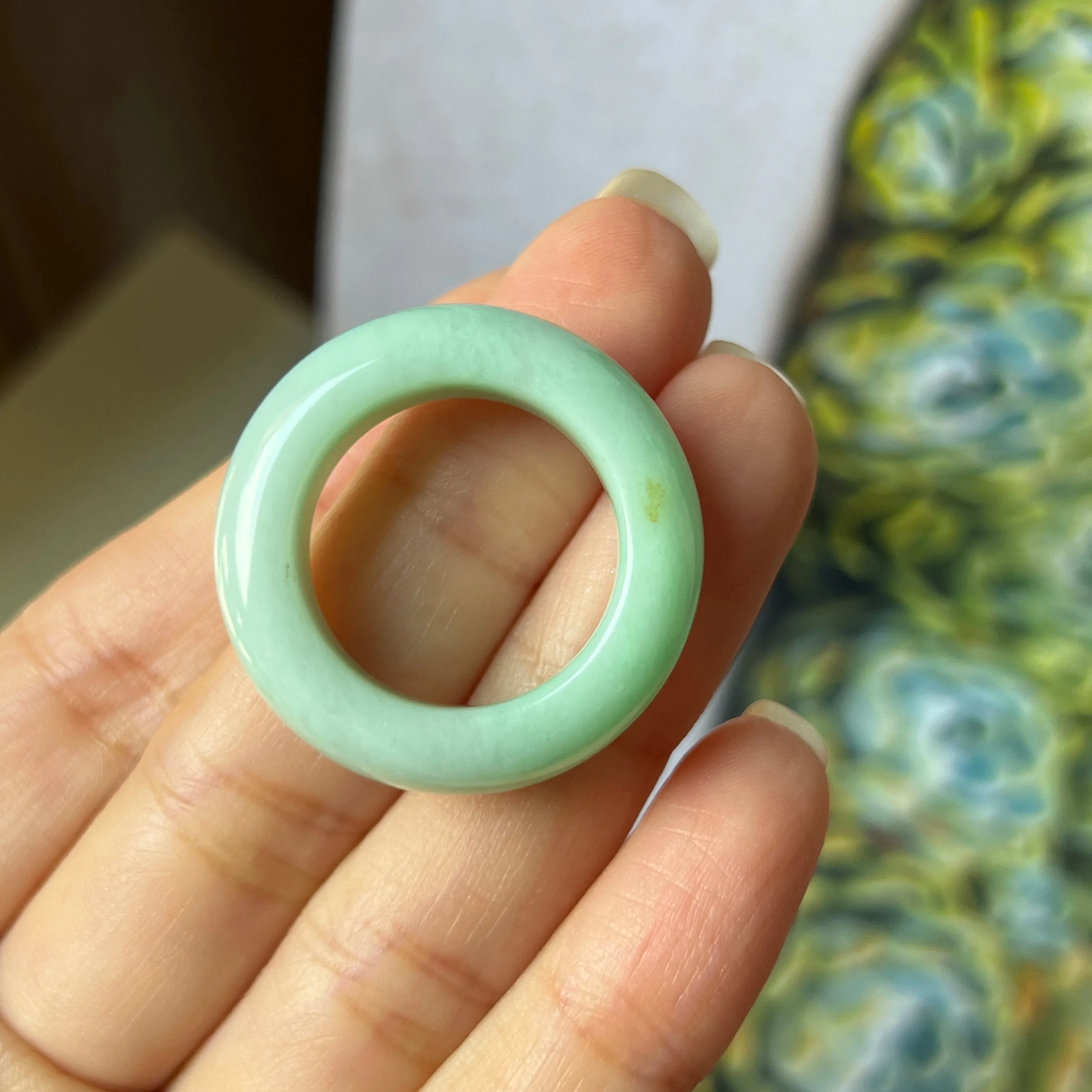 19.3mm A-Grade Natural Apple Green Jadeite Abacus Band No.162336