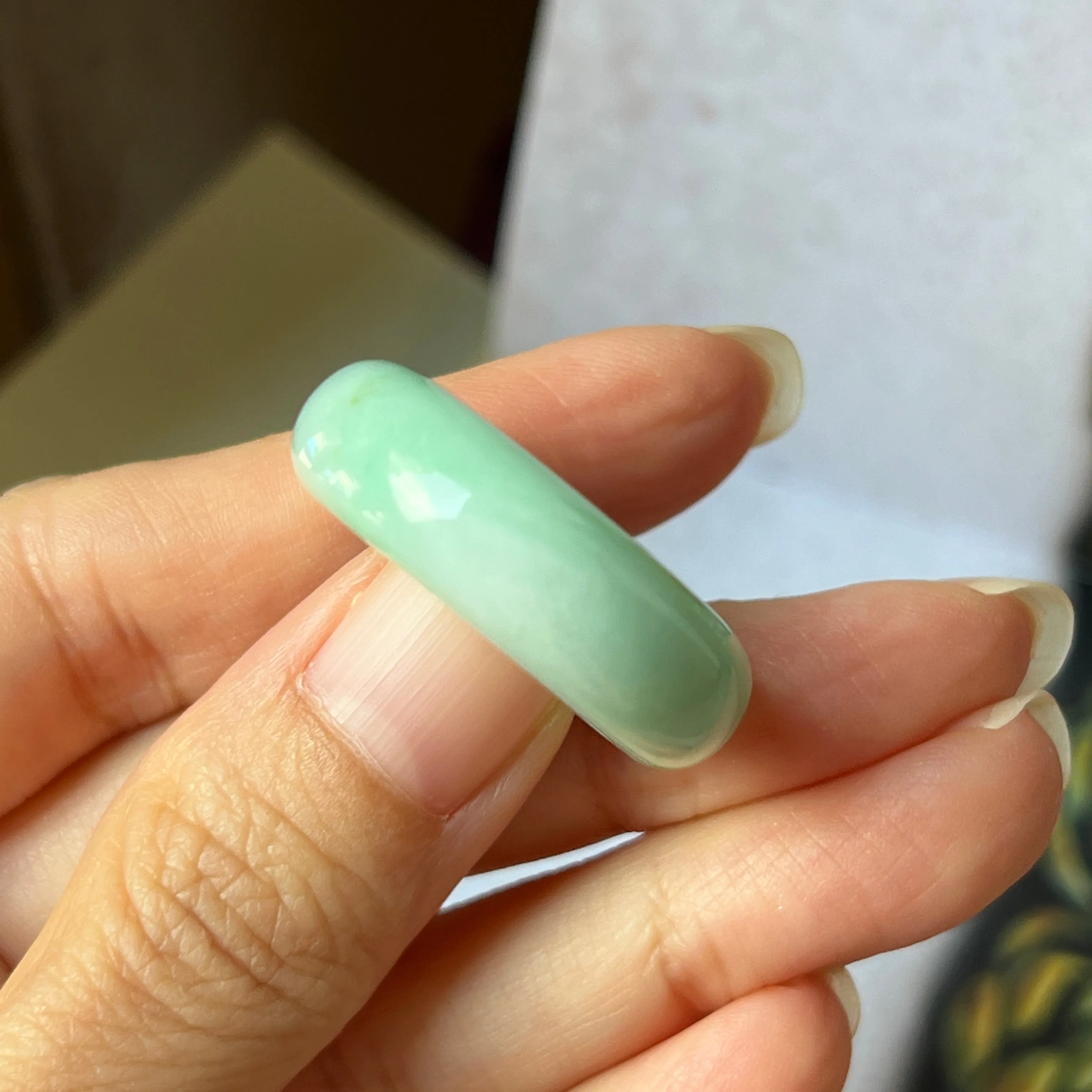 19.3mm A-Grade Natural Apple Green Jadeite Abacus Band No.162336