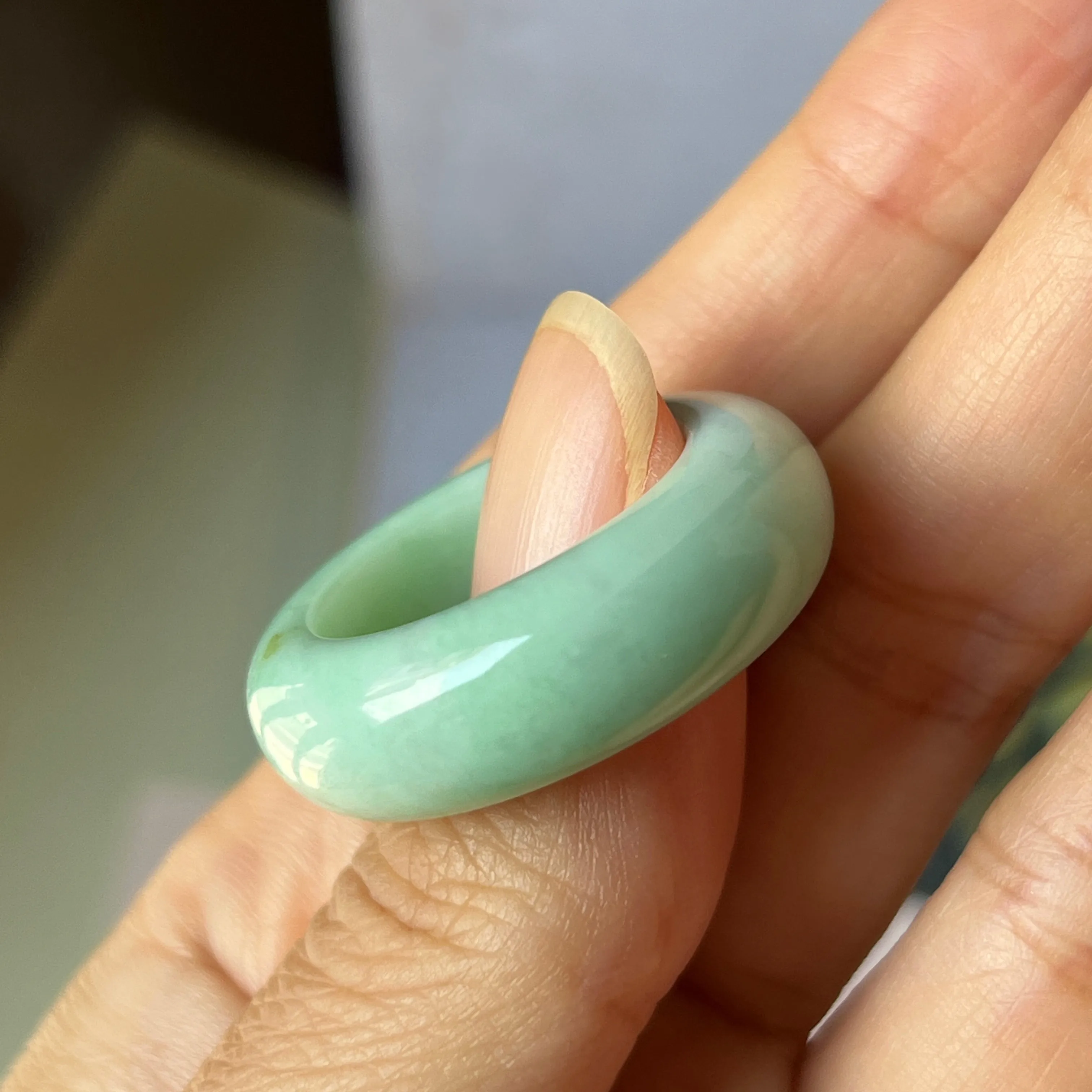 19.3mm A-Grade Natural Apple Green Jadeite Abacus Band No.162336