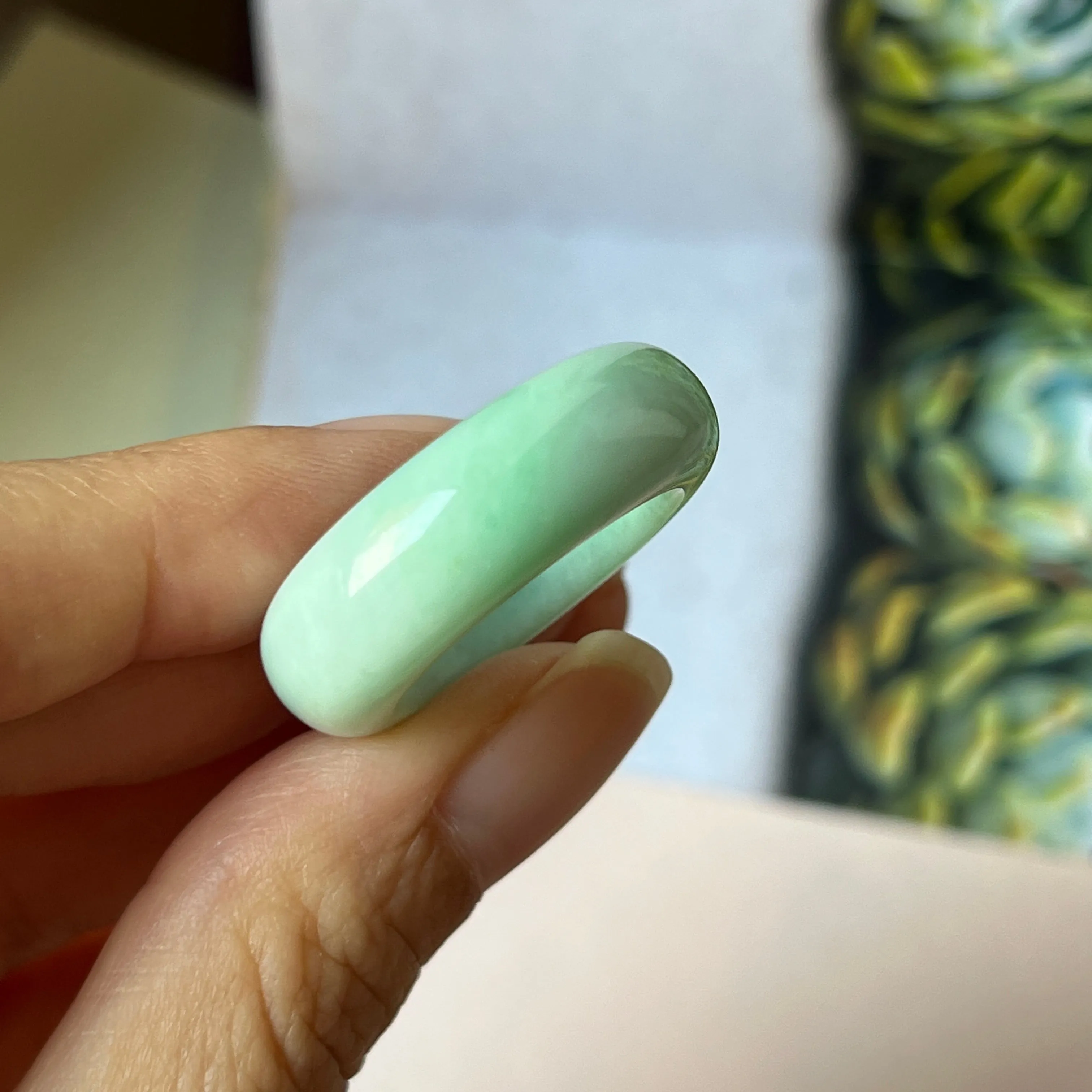 19.3mm A-Grade Natural Apple Green Jadeite Abacus Band No.162336