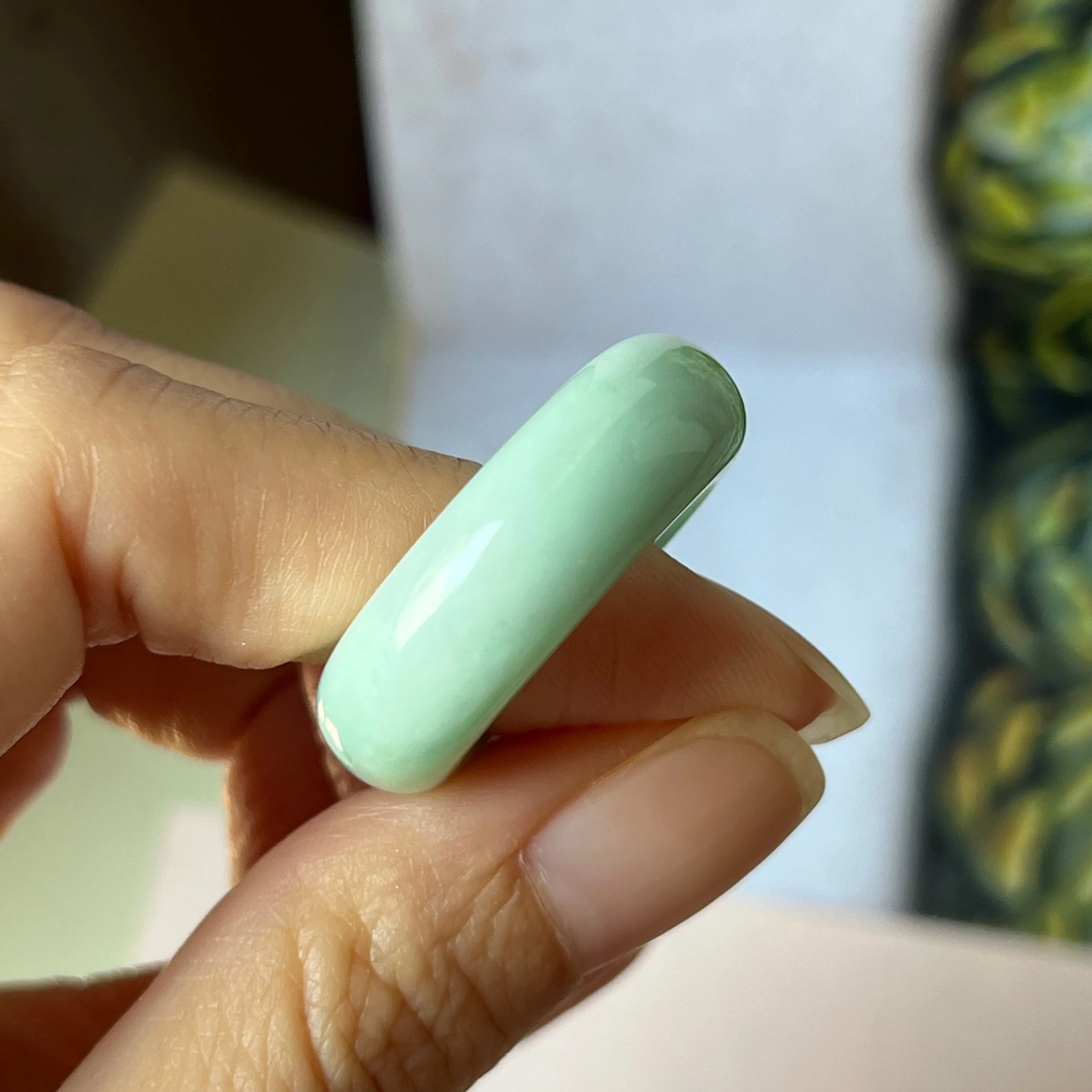19.3mm A-Grade Natural Apple Green Jadeite Abacus Band No.162336