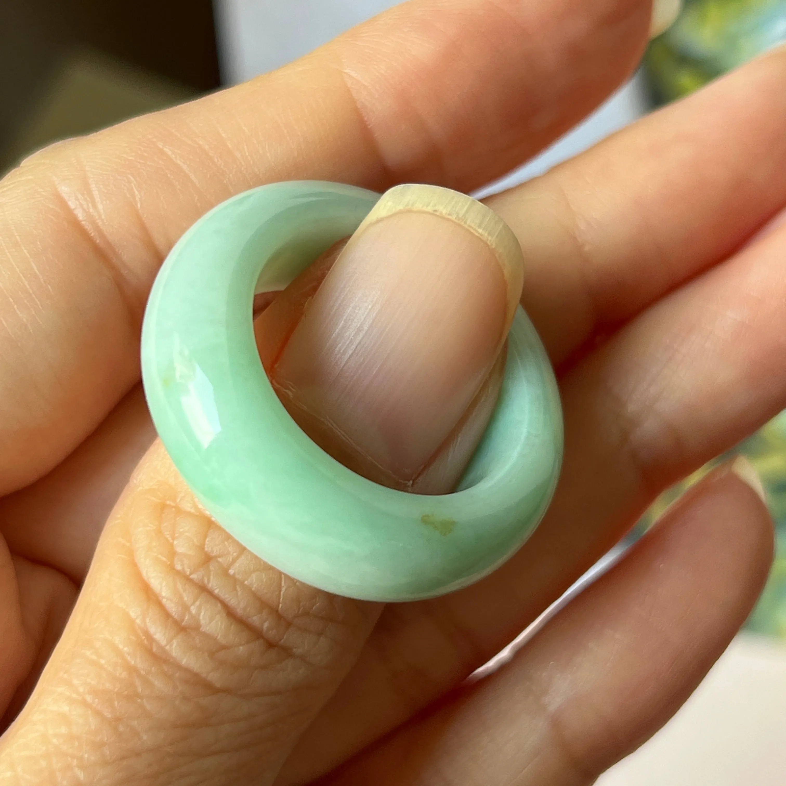 19.3mm A-Grade Natural Apple Green Jadeite Abacus Band No.162336