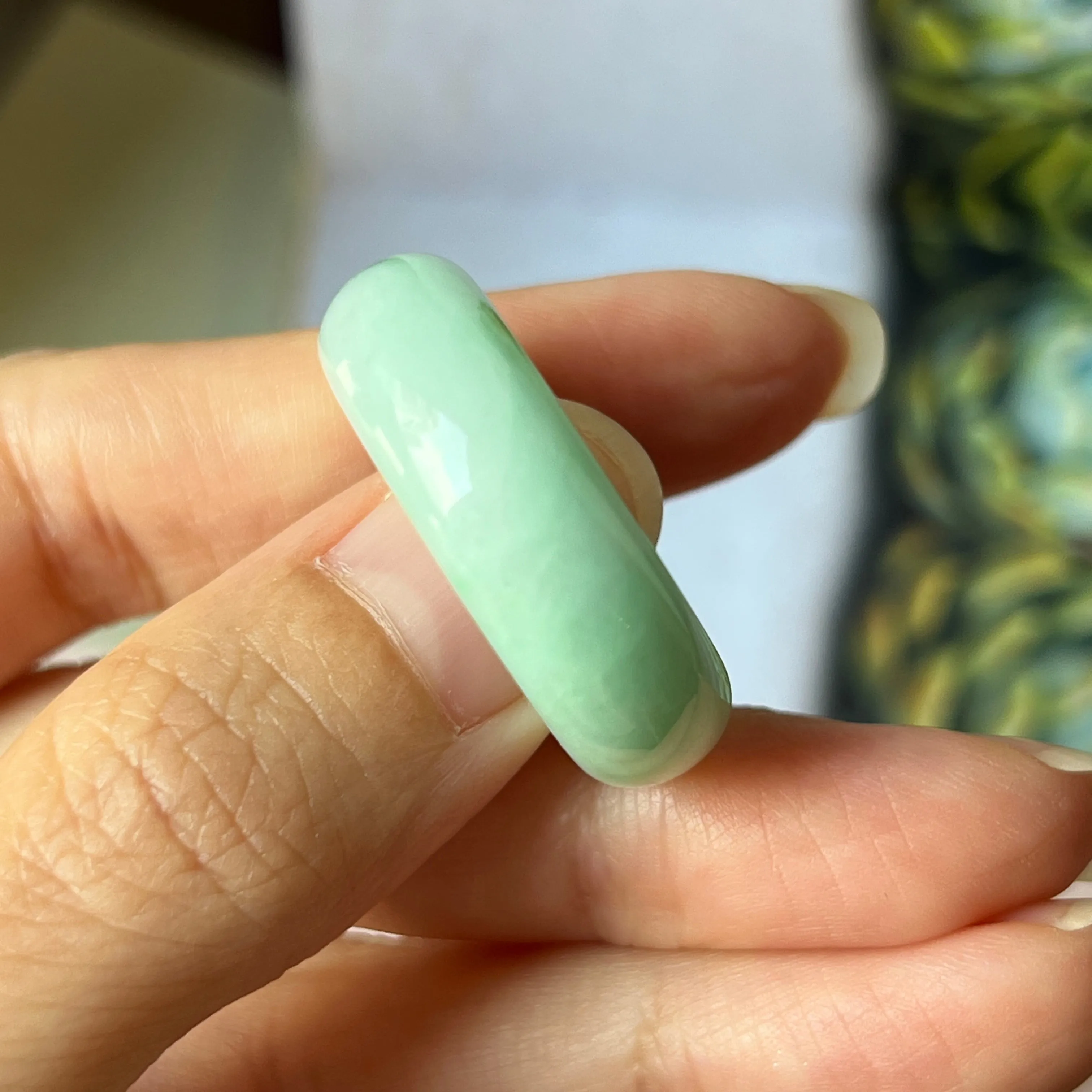 19.3mm A-Grade Natural Apple Green Jadeite Abacus Band No.162336