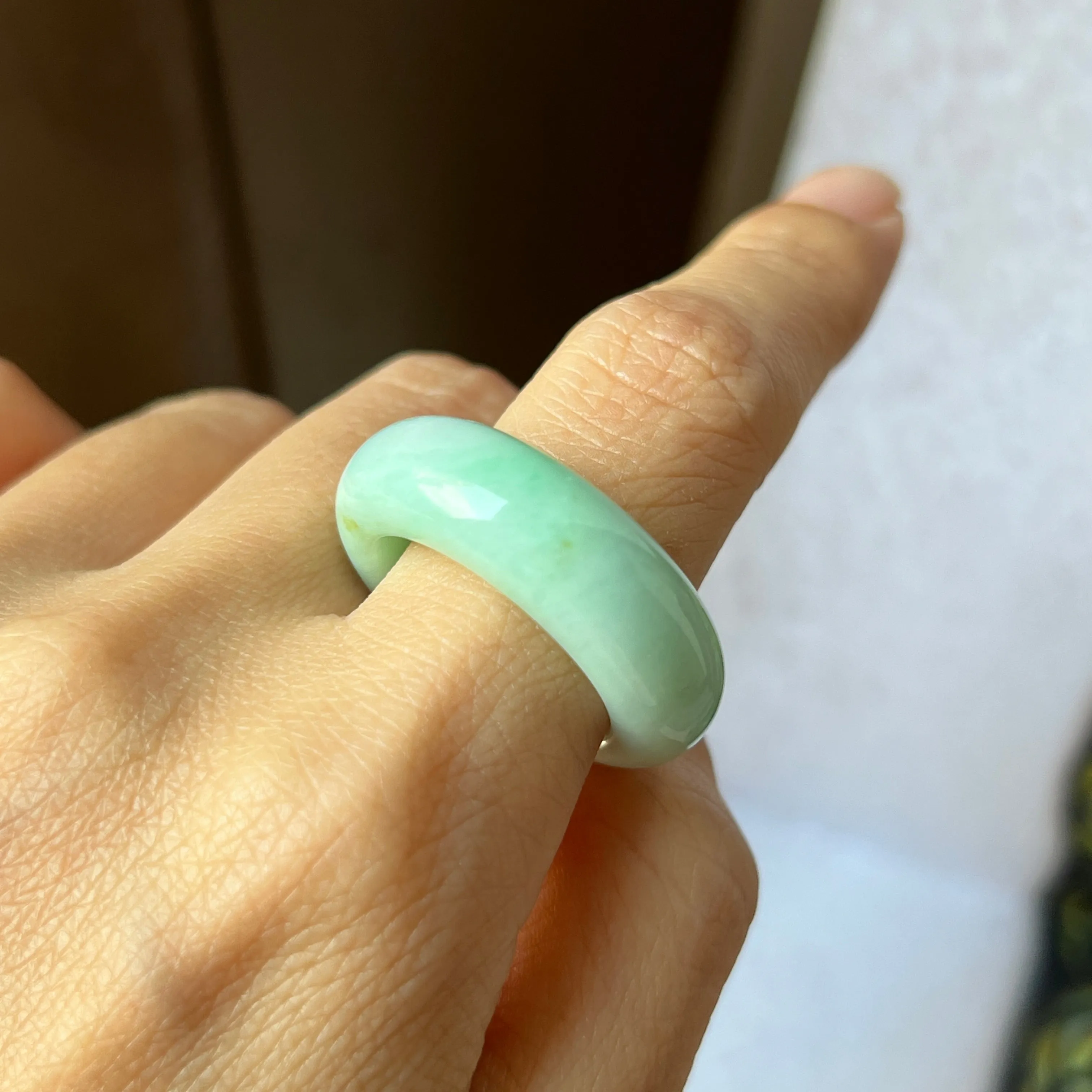 19.3mm A-Grade Natural Apple Green Jadeite Abacus Band No.162336