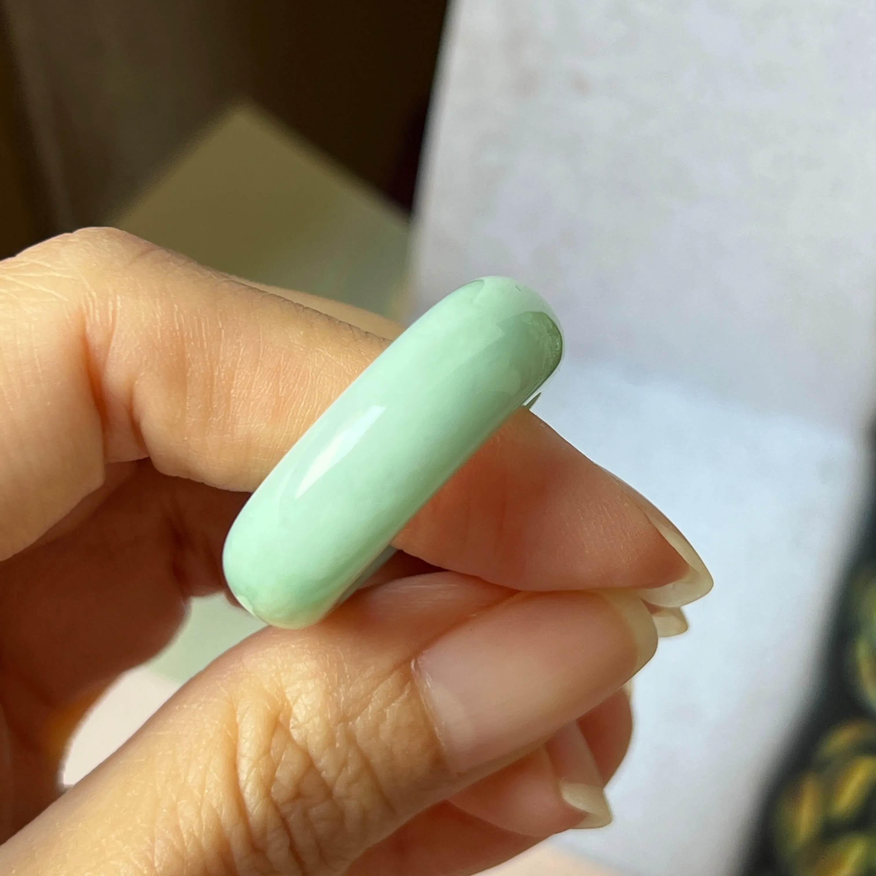 19.3mm A-Grade Natural Apple Green Jadeite Abacus Band No.162336