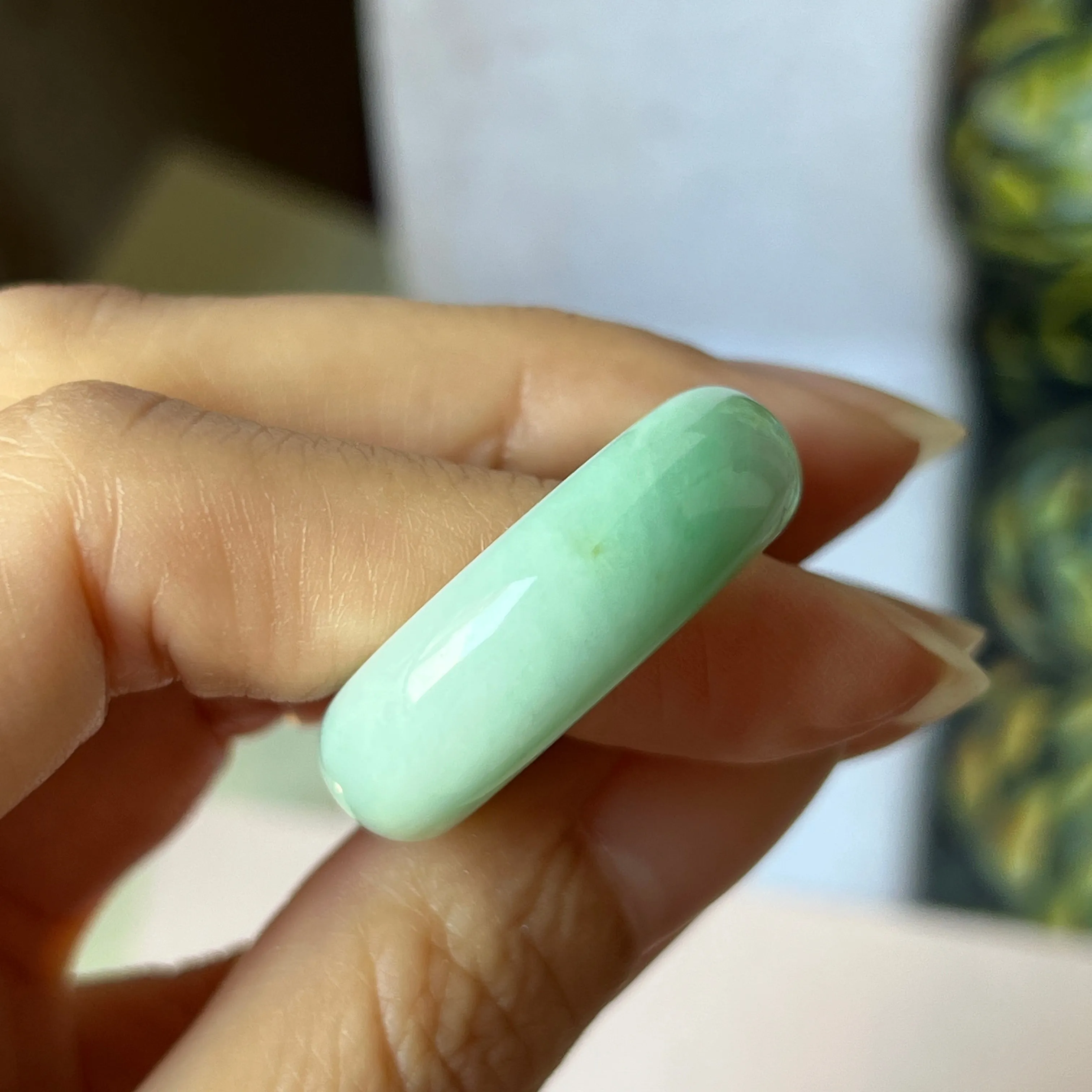 19.3mm A-Grade Natural Apple Green Jadeite Abacus Band No.162336