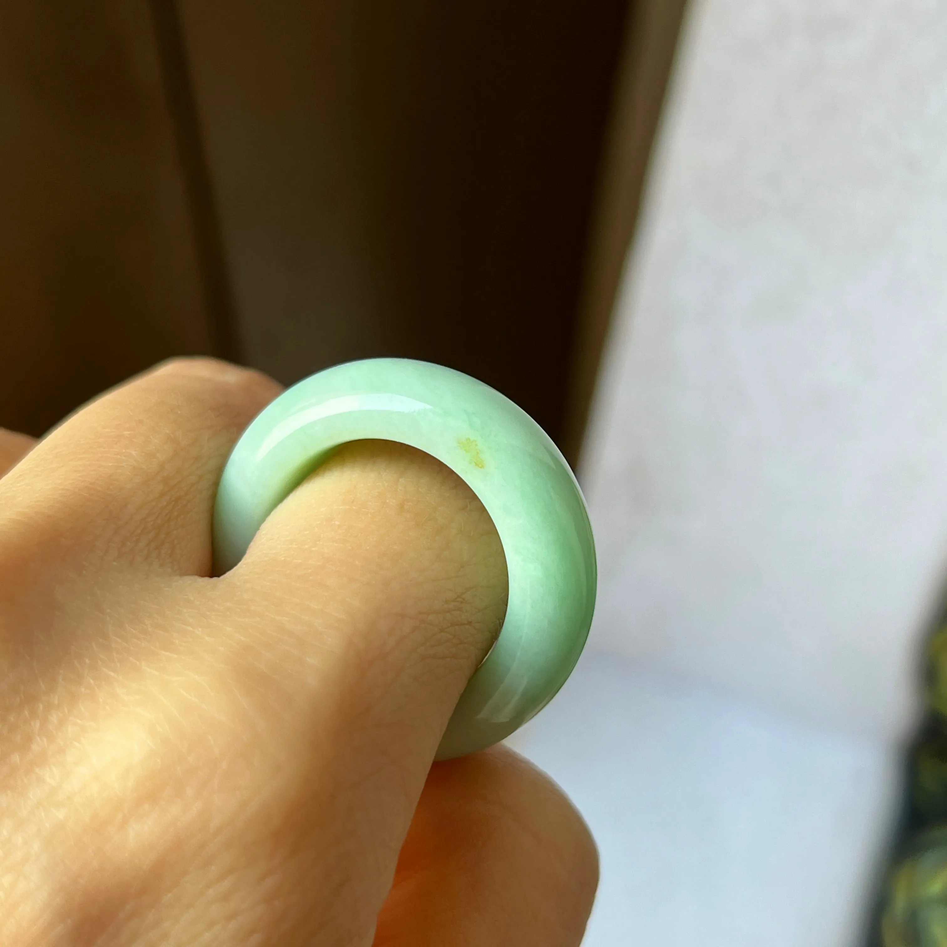 19.3mm A-Grade Natural Apple Green Jadeite Abacus Band No.162336