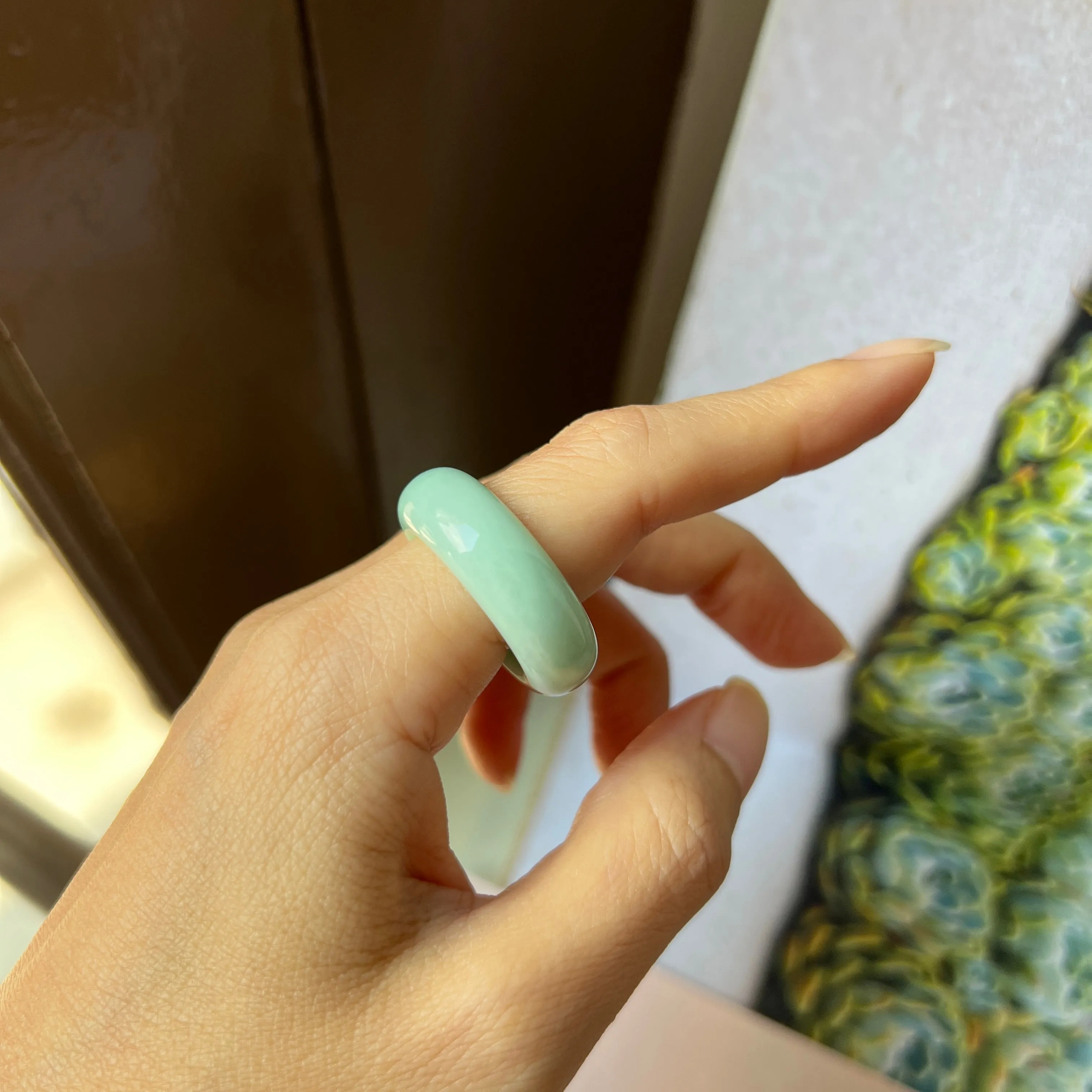 19.3mm A-Grade Natural Apple Green Jadeite Abacus Band No.162336
