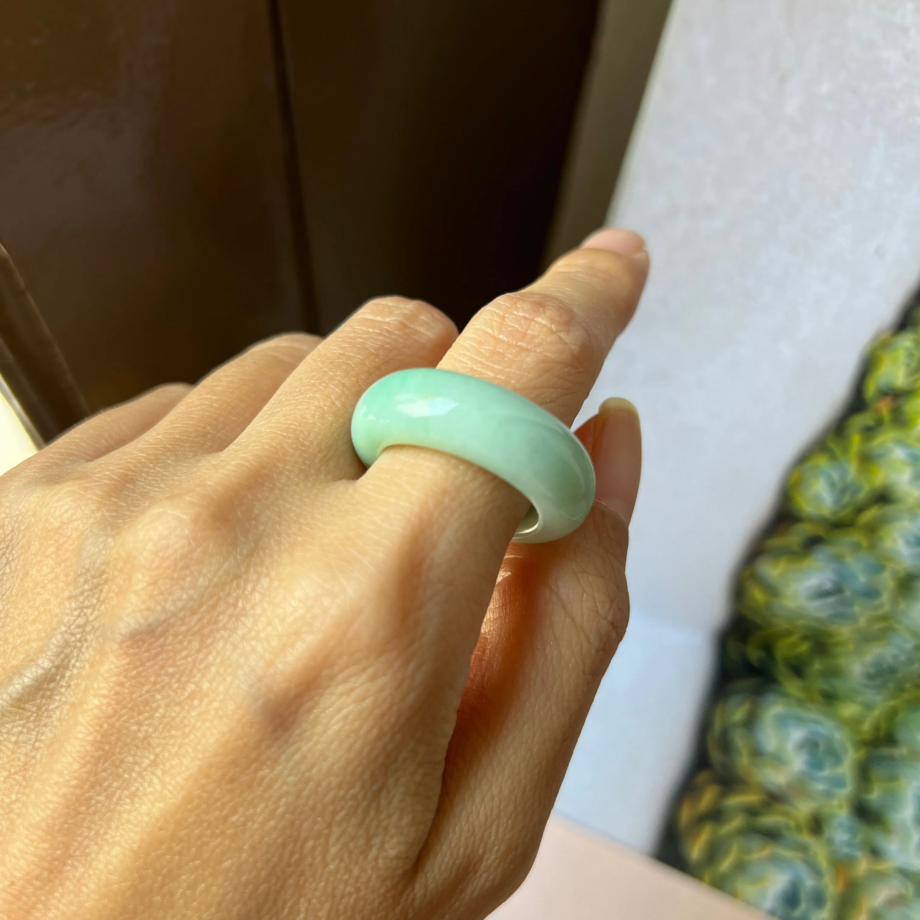 19.3mm A-Grade Natural Apple Green Jadeite Abacus Band No.162336