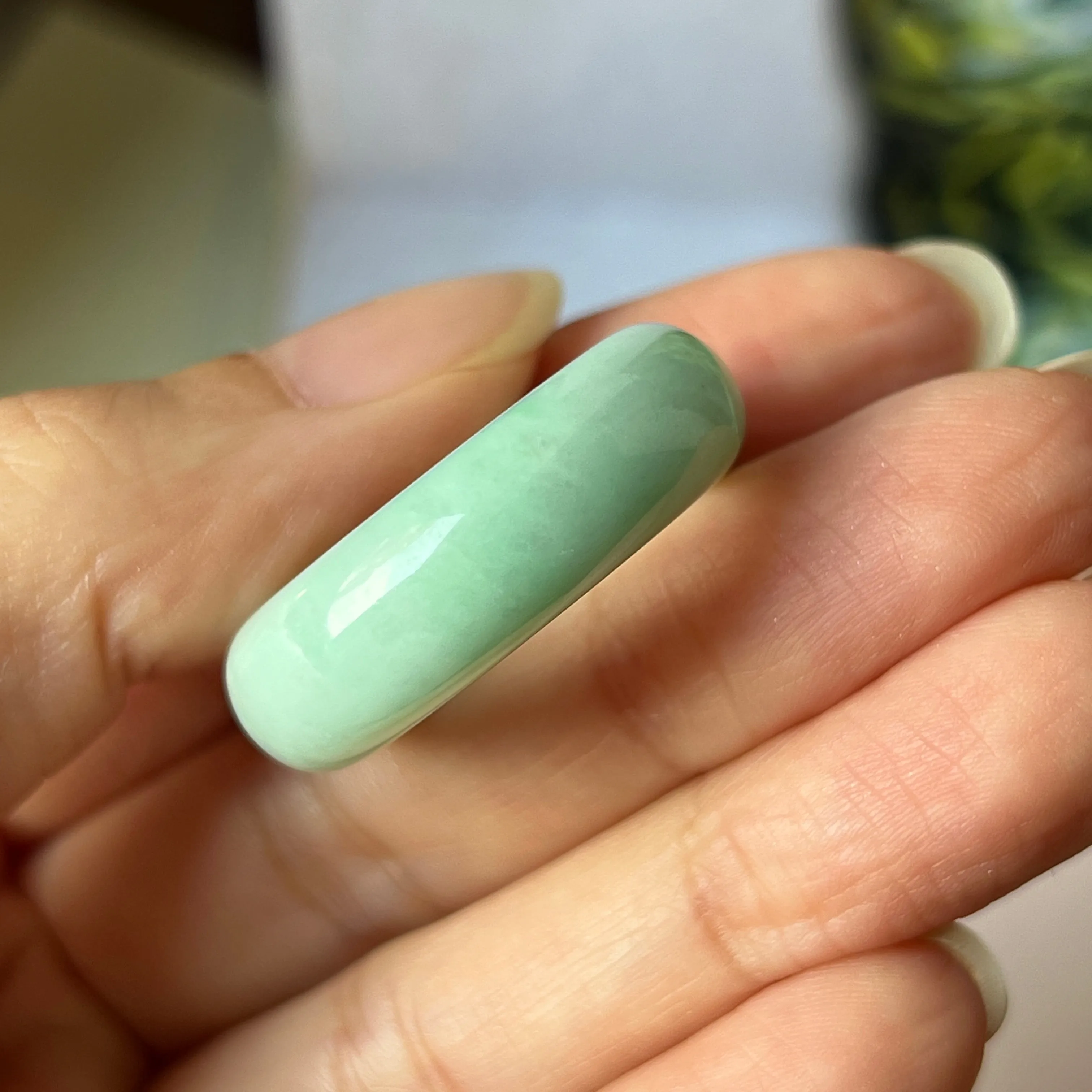 19.3mm A-Grade Natural Apple Green Jadeite Abacus Band No.162336