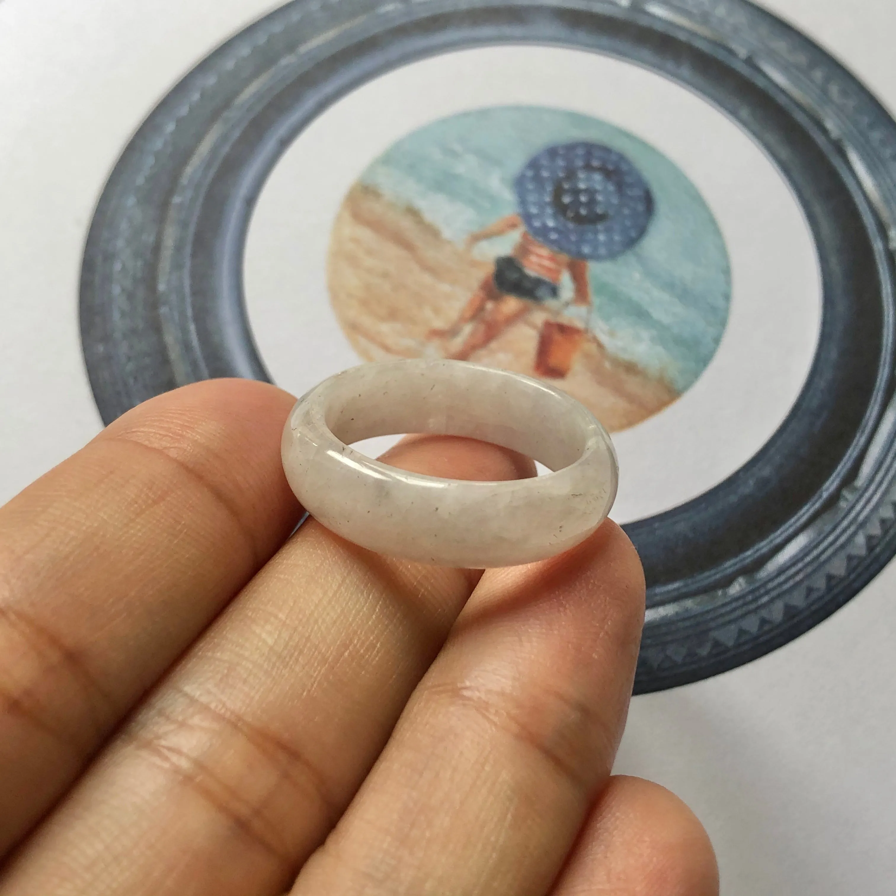 19.7mm A-Grade Natural Lilac Jadeite Ring Band No.161915
