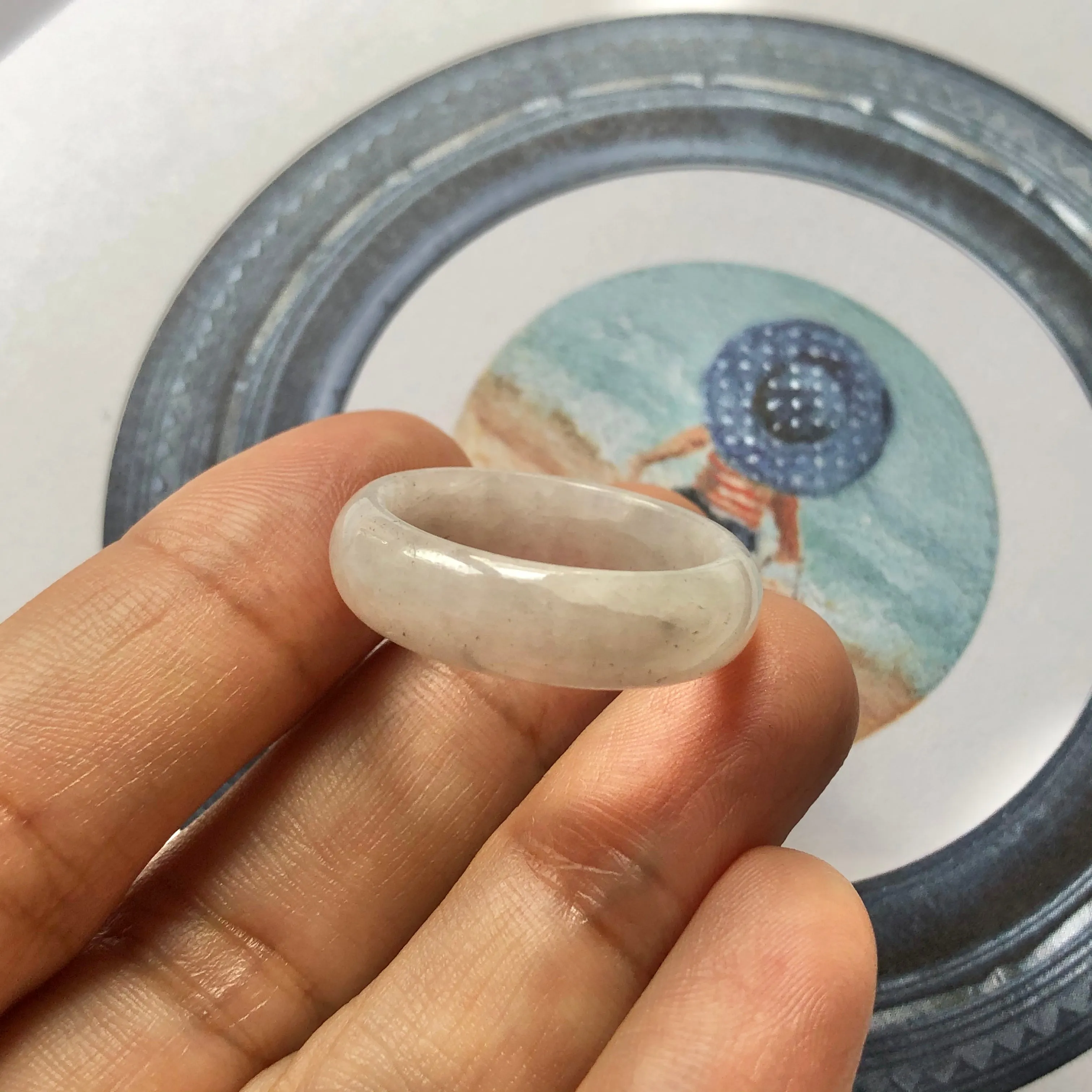 19.7mm A-Grade Natural Lilac Jadeite Ring Band No.161915