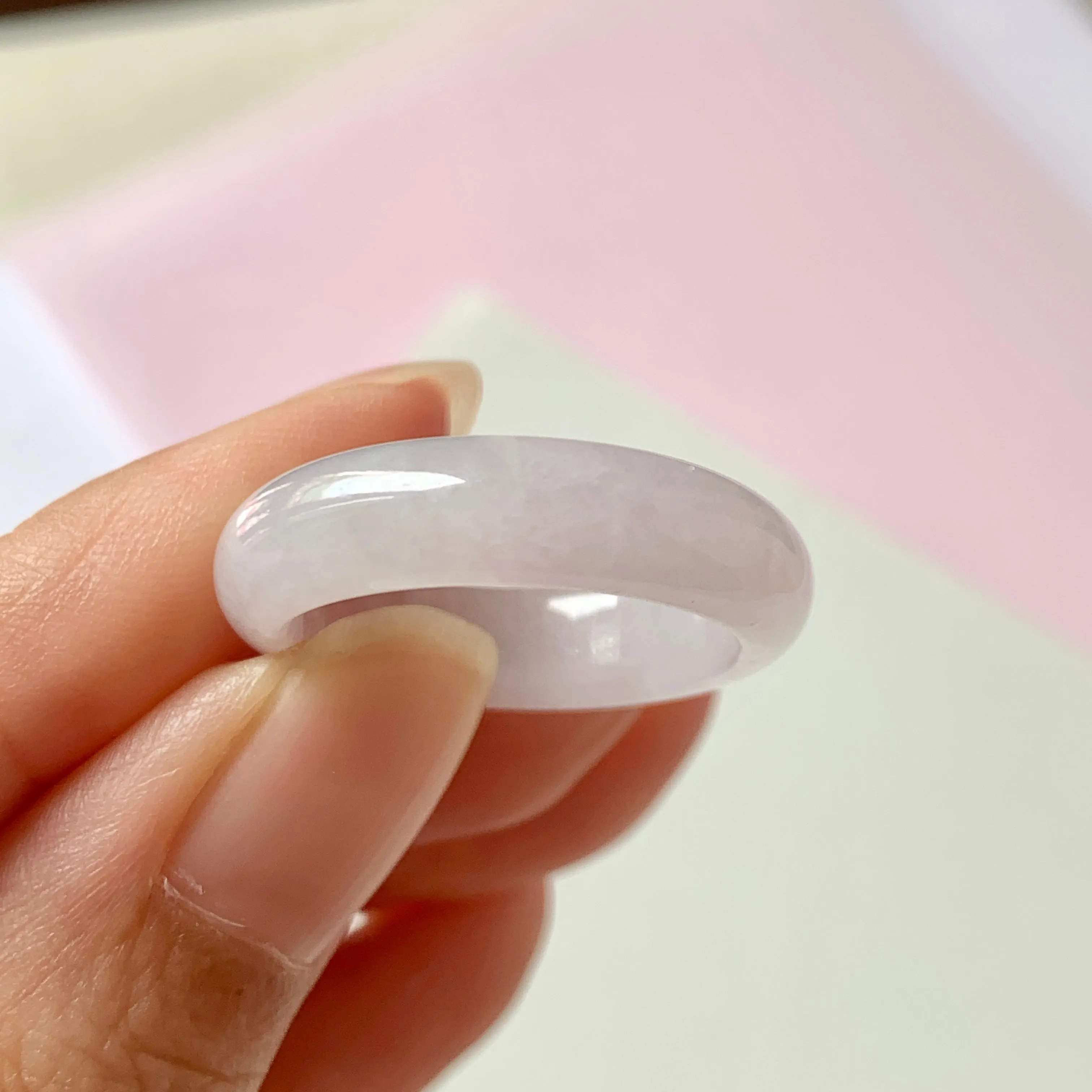 19mm A-Grade Natural Lilac Jadeite Abacus Ring Band No.220588