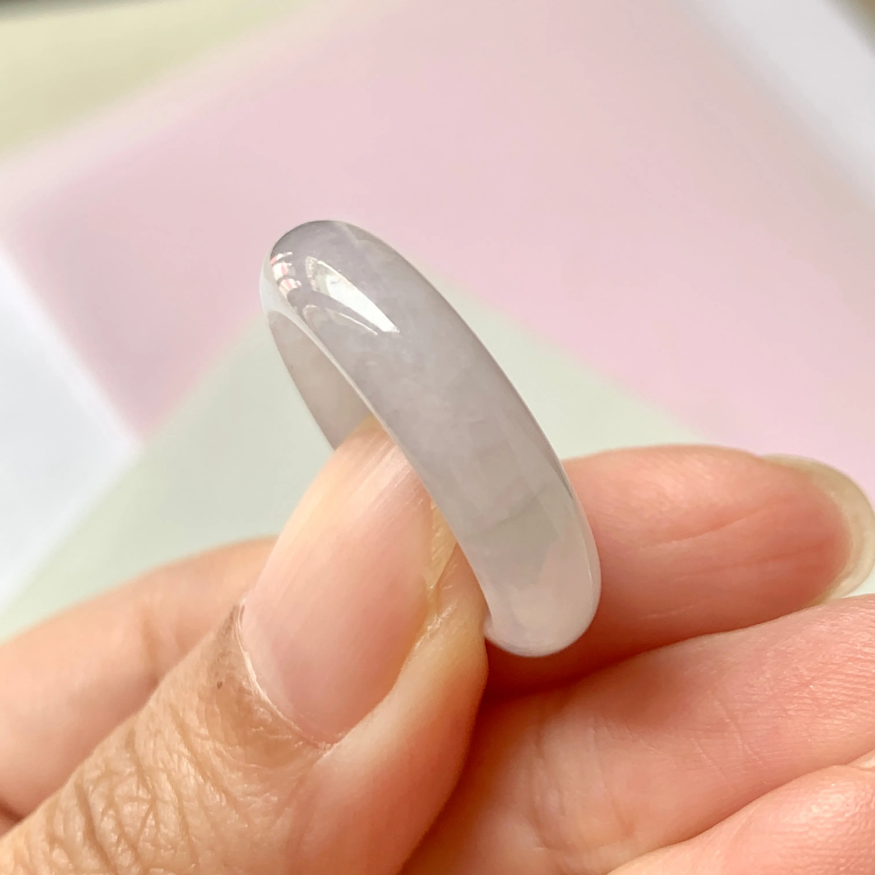 19mm A-Grade Natural Lilac Jadeite Abacus Ring Band No.220588