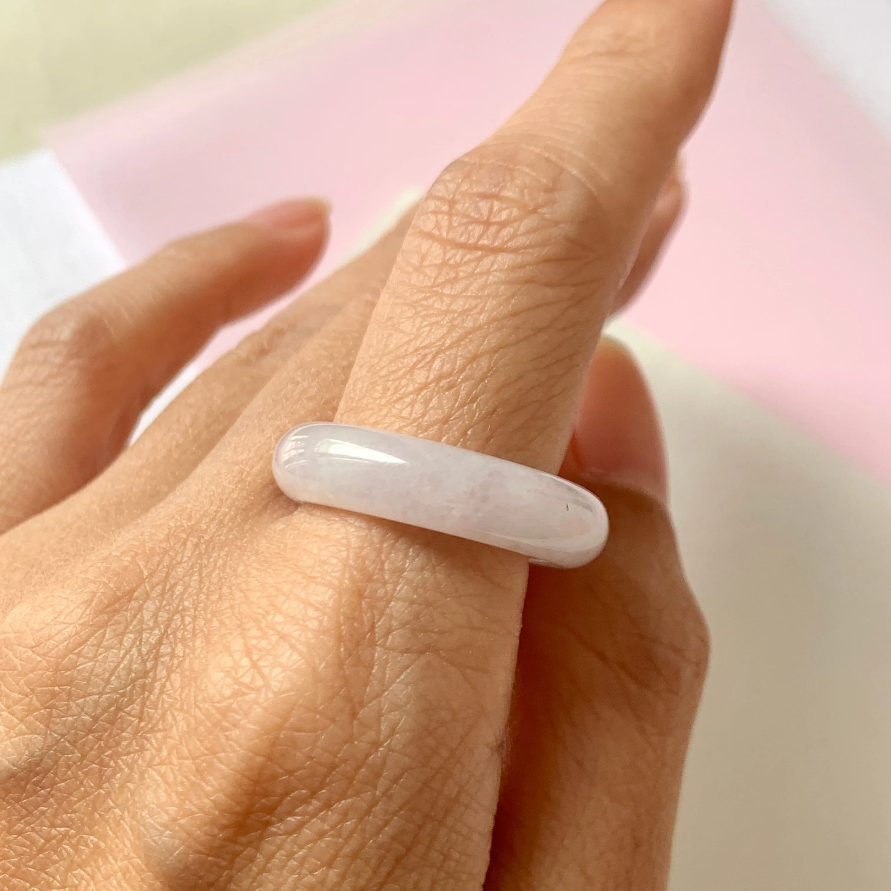19mm A-Grade Natural Lilac Jadeite Abacus Ring Band No.220588