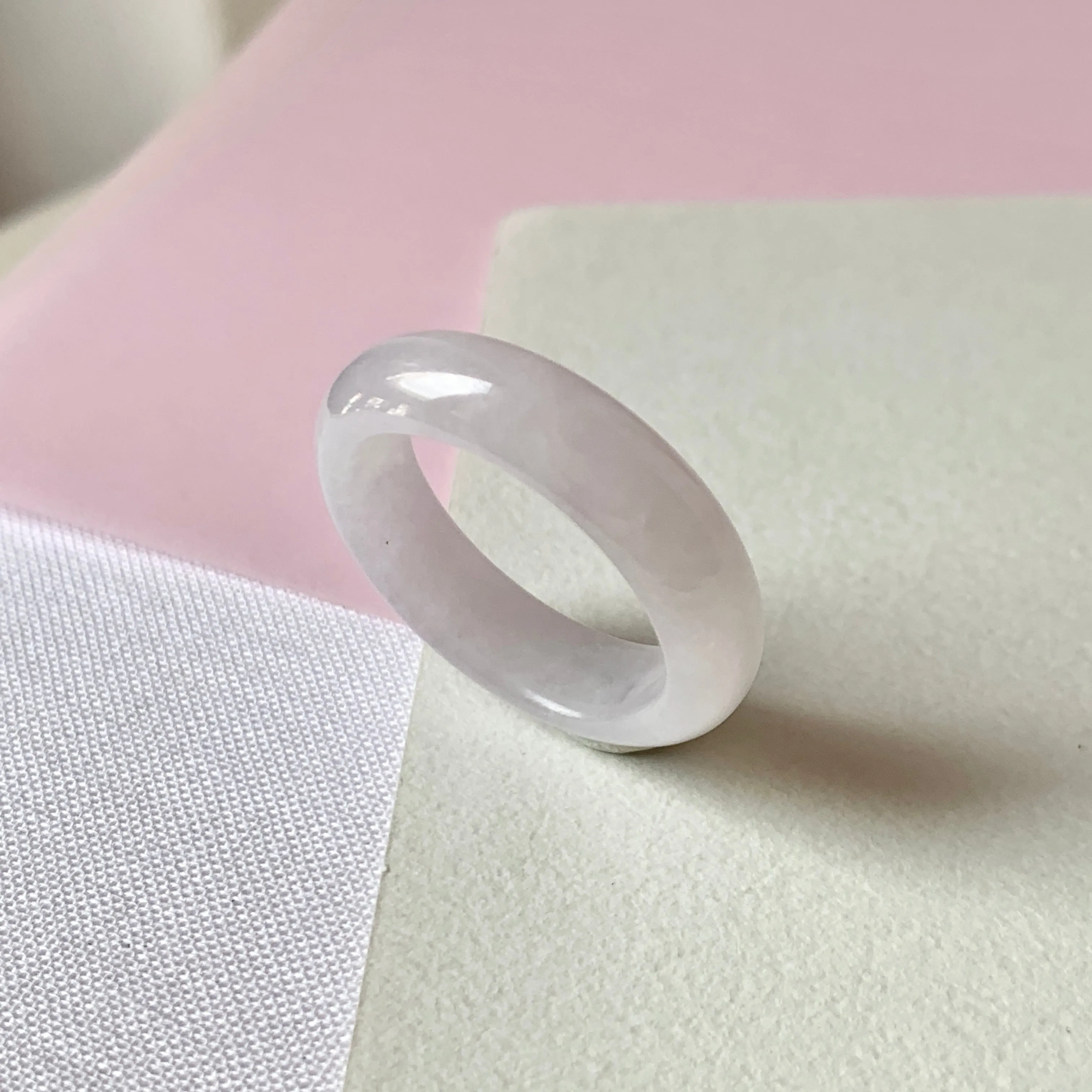 19mm A-Grade Natural Lilac Jadeite Abacus Ring Band No.220588