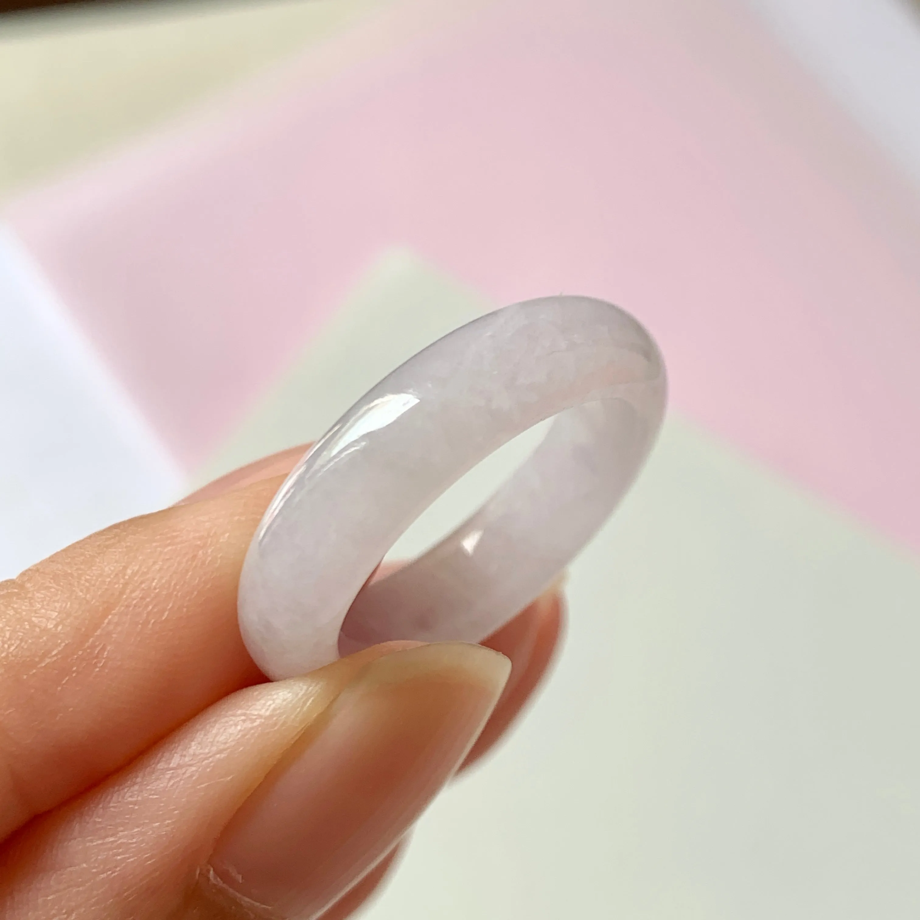 19mm A-Grade Natural Lilac Jadeite Abacus Ring Band No.220588