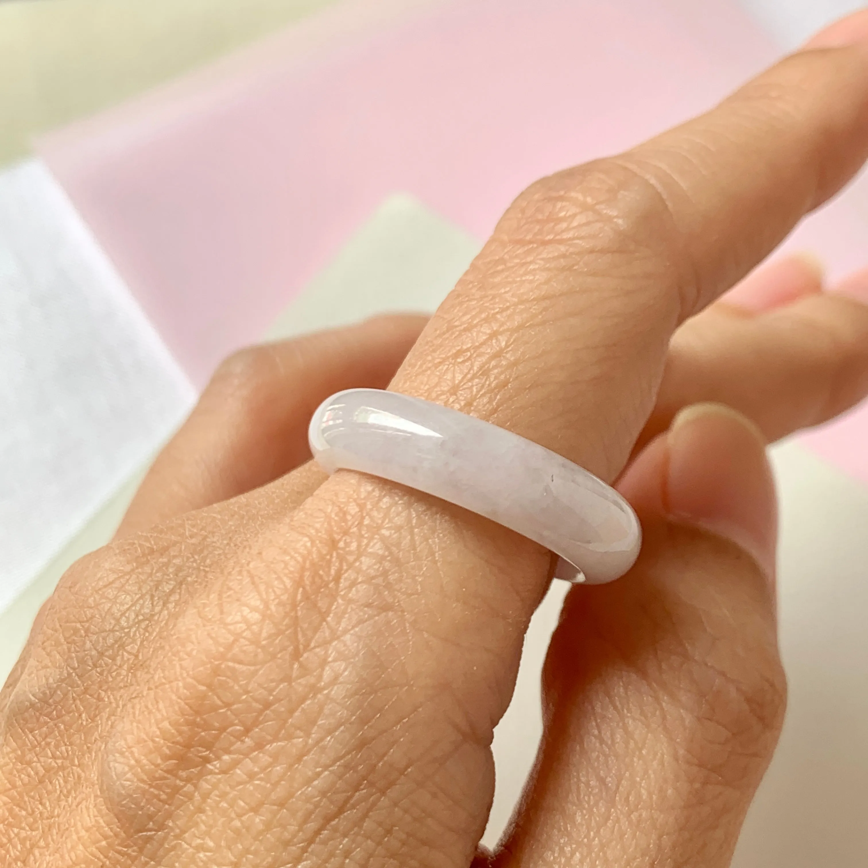 19mm A-Grade Natural Lilac Jadeite Abacus Ring Band No.220588