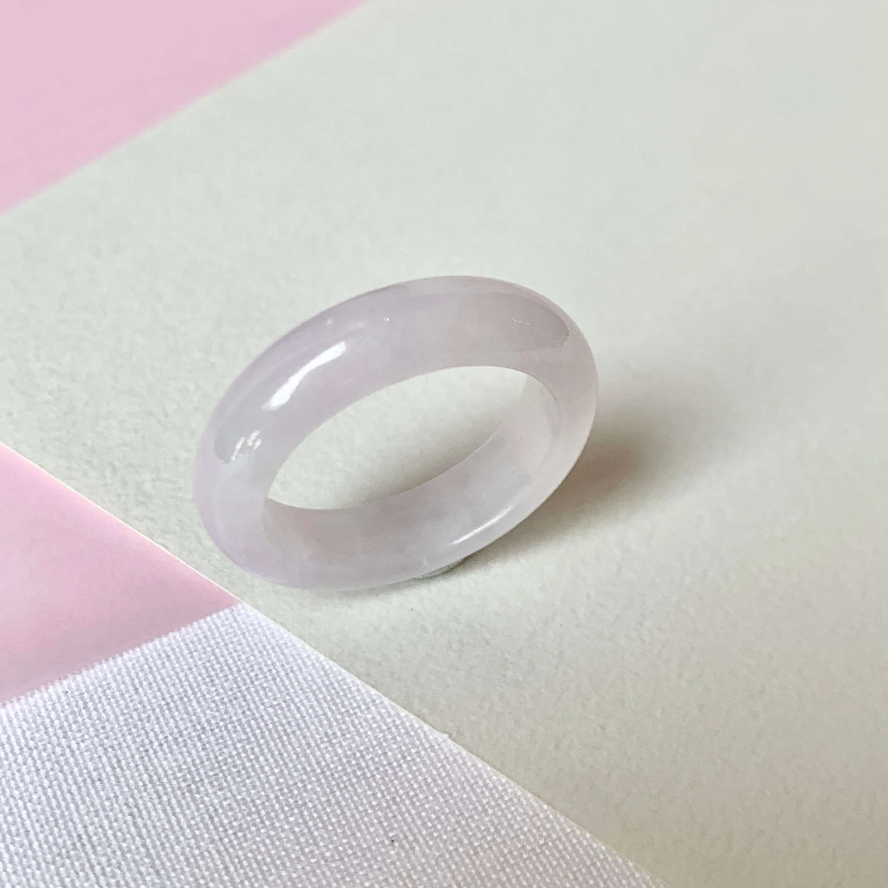 19mm A-Grade Natural Lilac Jadeite Abacus Ring Band No.220588