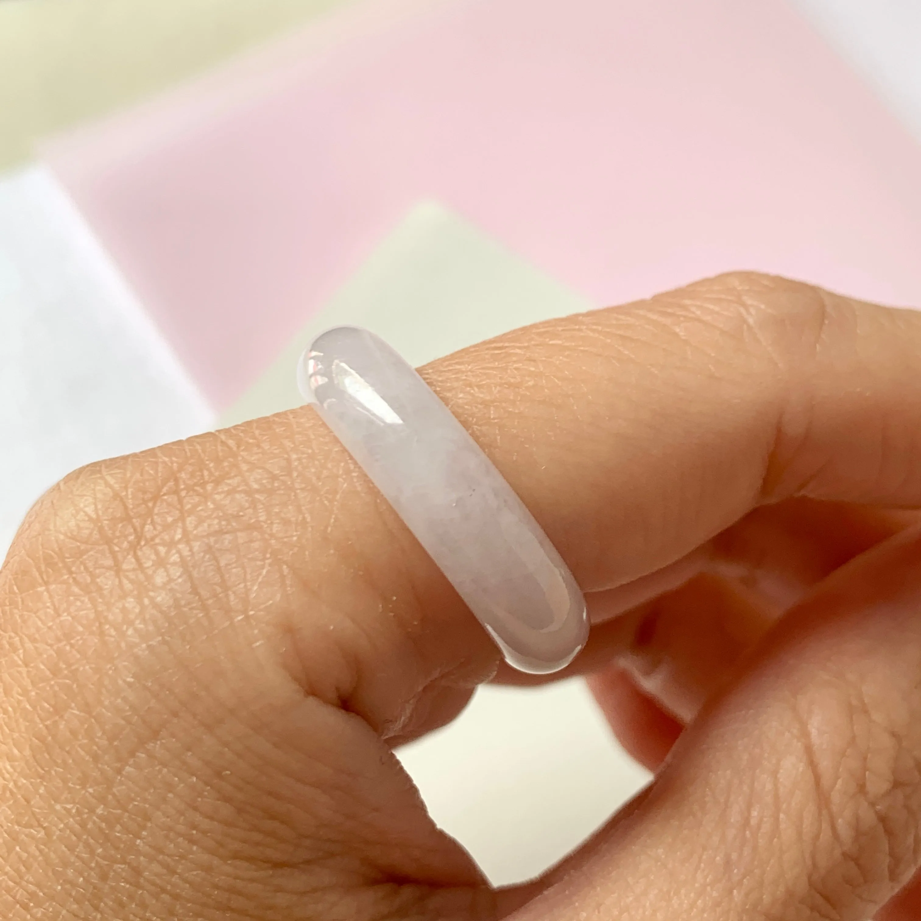 19mm A-Grade Natural Lilac Jadeite Abacus Ring Band No.220588