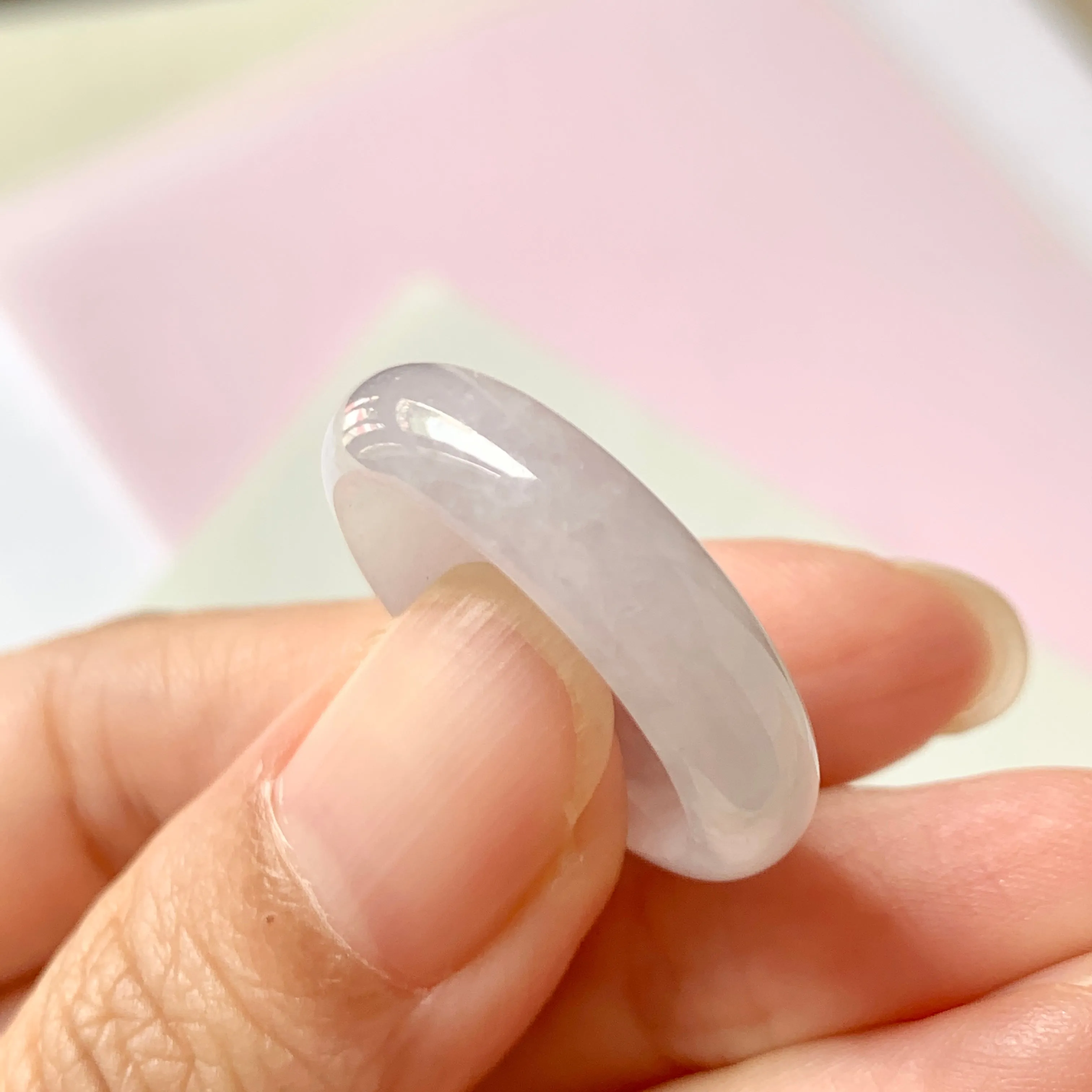 19mm A-Grade Natural Lilac Jadeite Abacus Ring Band No.220588