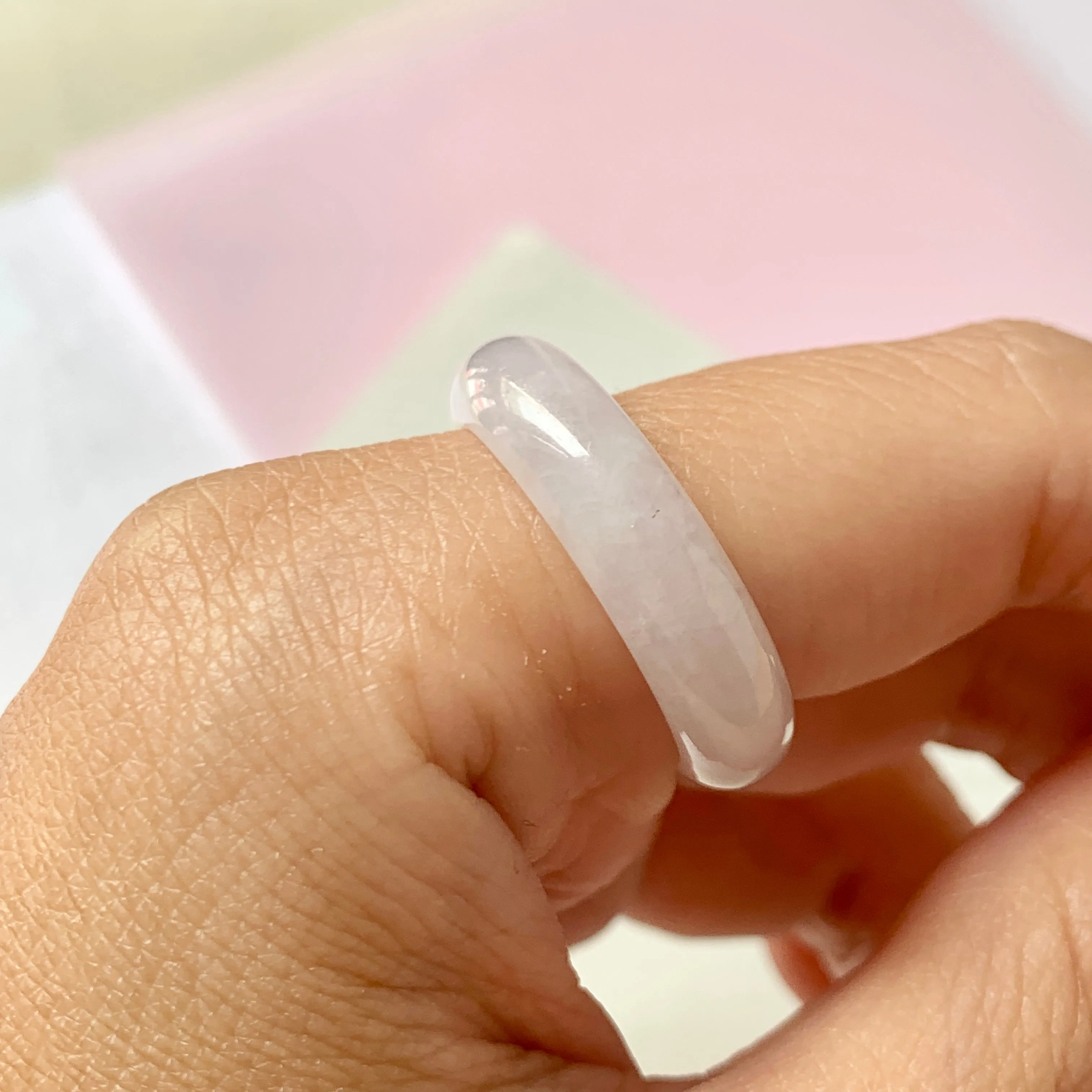 19mm A-Grade Natural Lilac Jadeite Abacus Ring Band No.220588