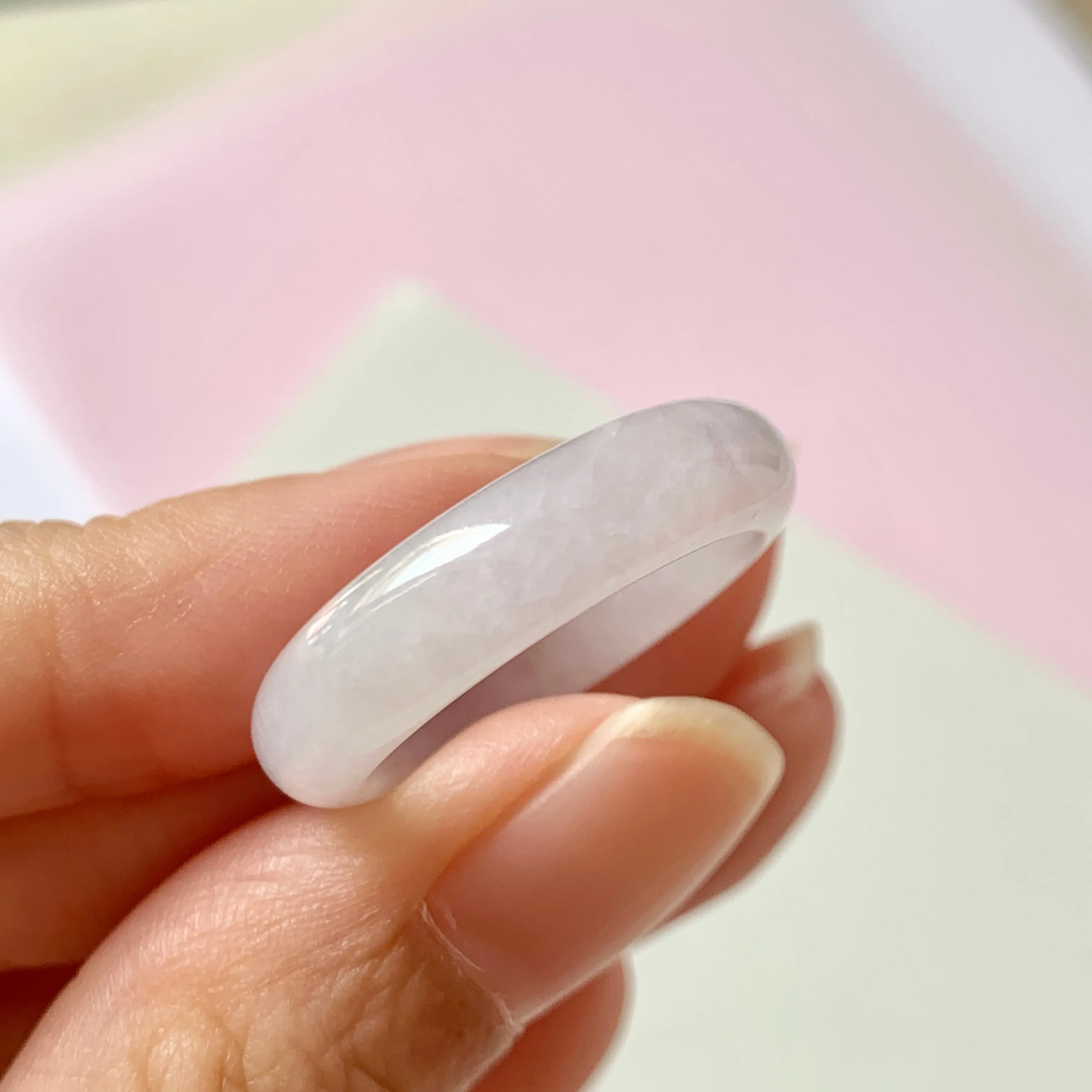 19mm A-Grade Natural Lilac Jadeite Abacus Ring Band No.220588