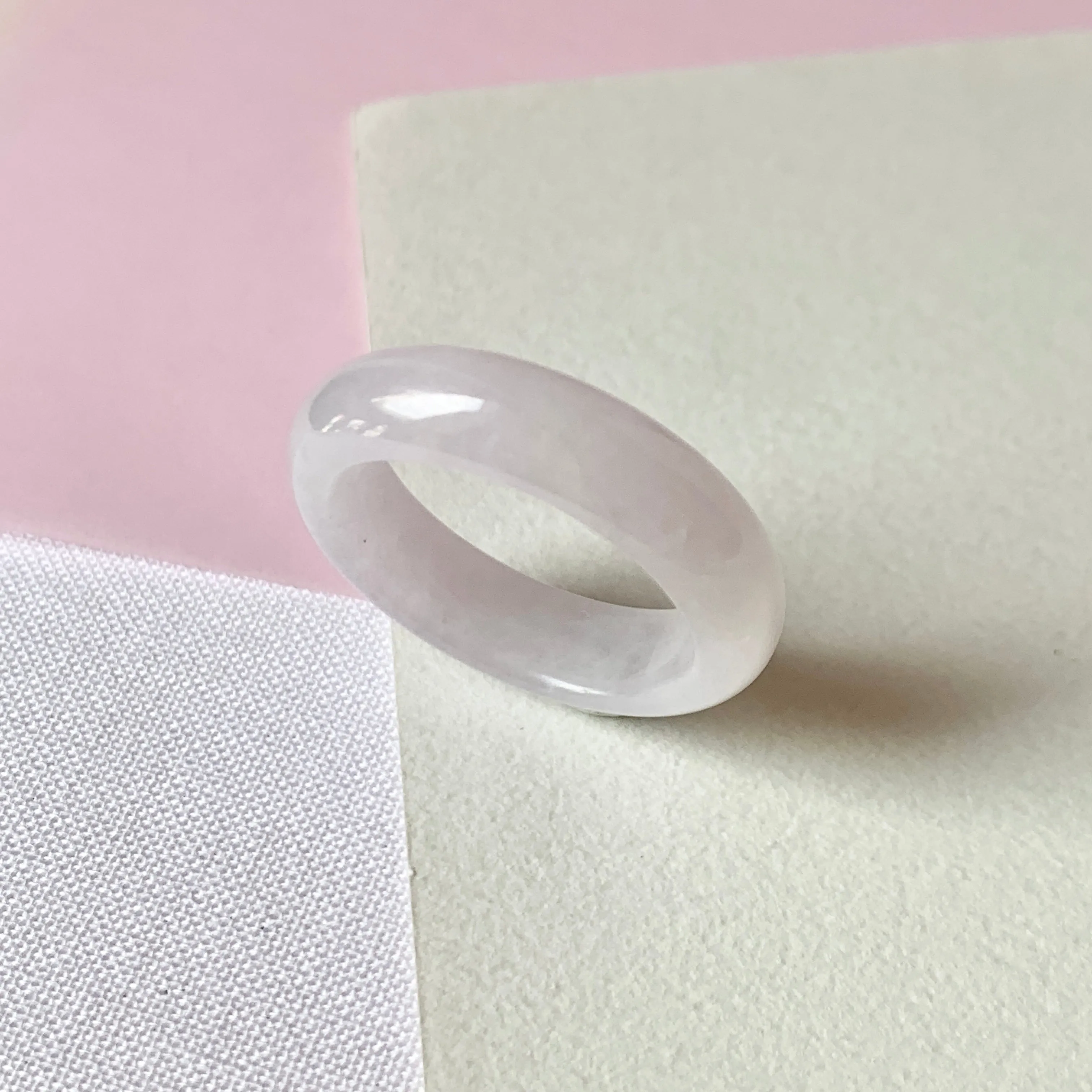 19mm A-Grade Natural Lilac Jadeite Abacus Ring Band No.220588