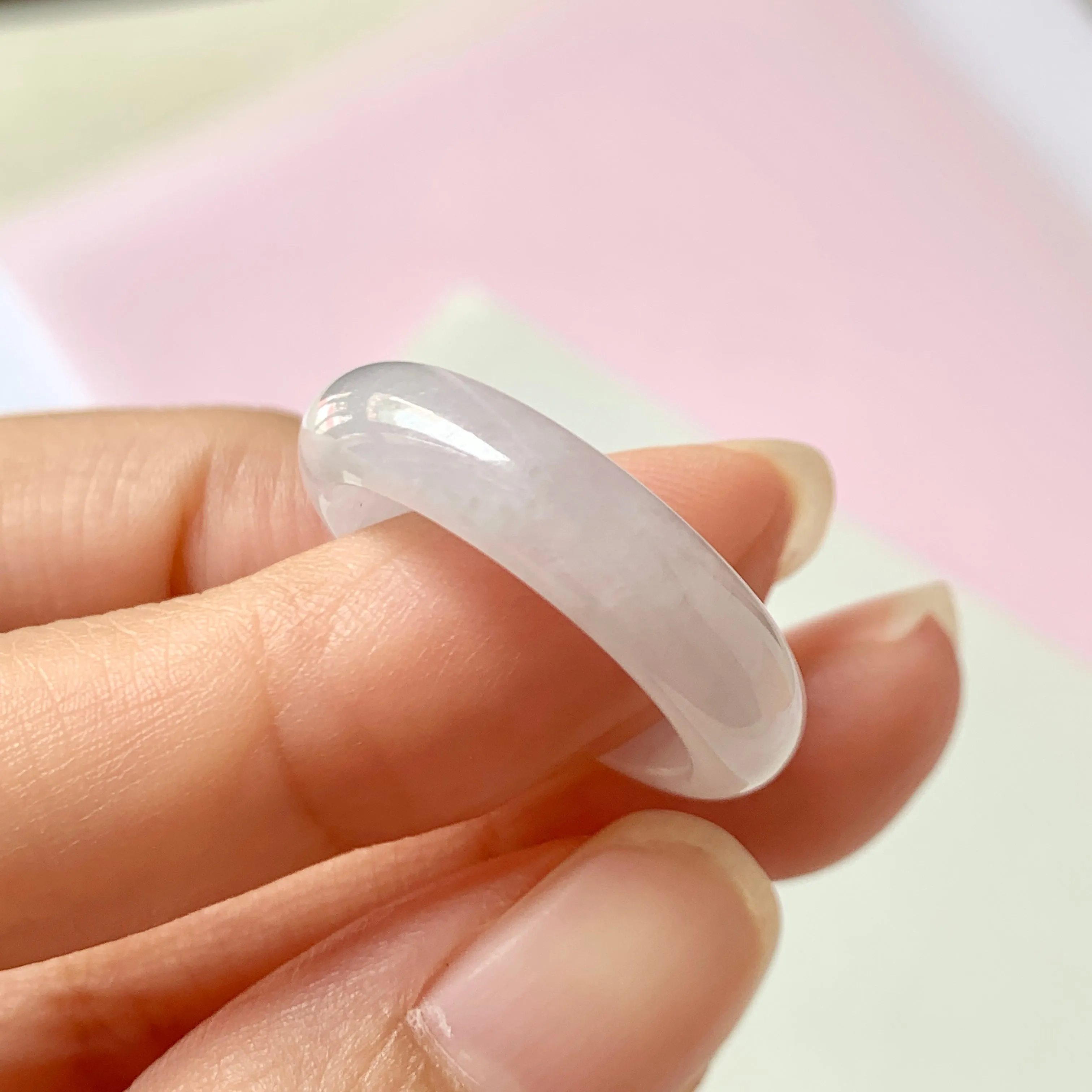 19mm A-Grade Natural Lilac Jadeite Abacus Ring Band No.220588