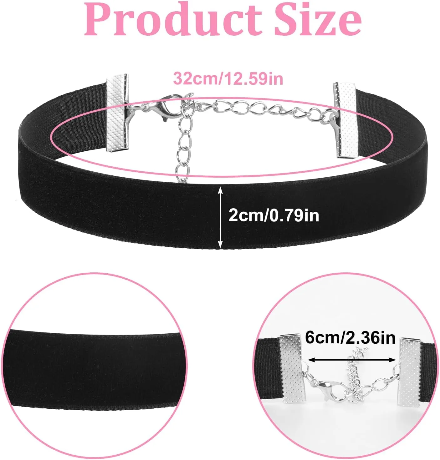 1Pcs Black Choker, Choker Necklace for Women, Black Velvet Choker Classic Plain Black Choker, Gothic Jewelry Adjustable Necklaces for Valentines Day Birthday Gifts, Halloween Cosplay