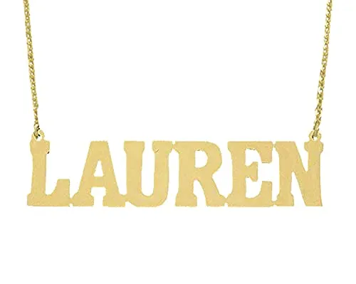 2 Inch Large Name Necklace 10k Gold Personalized Bold Block Font Nameplate Jewelry