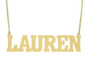 2 Inch Large Name Necklace 10k Gold Personalized Bold Block Font Nameplate Jewelry