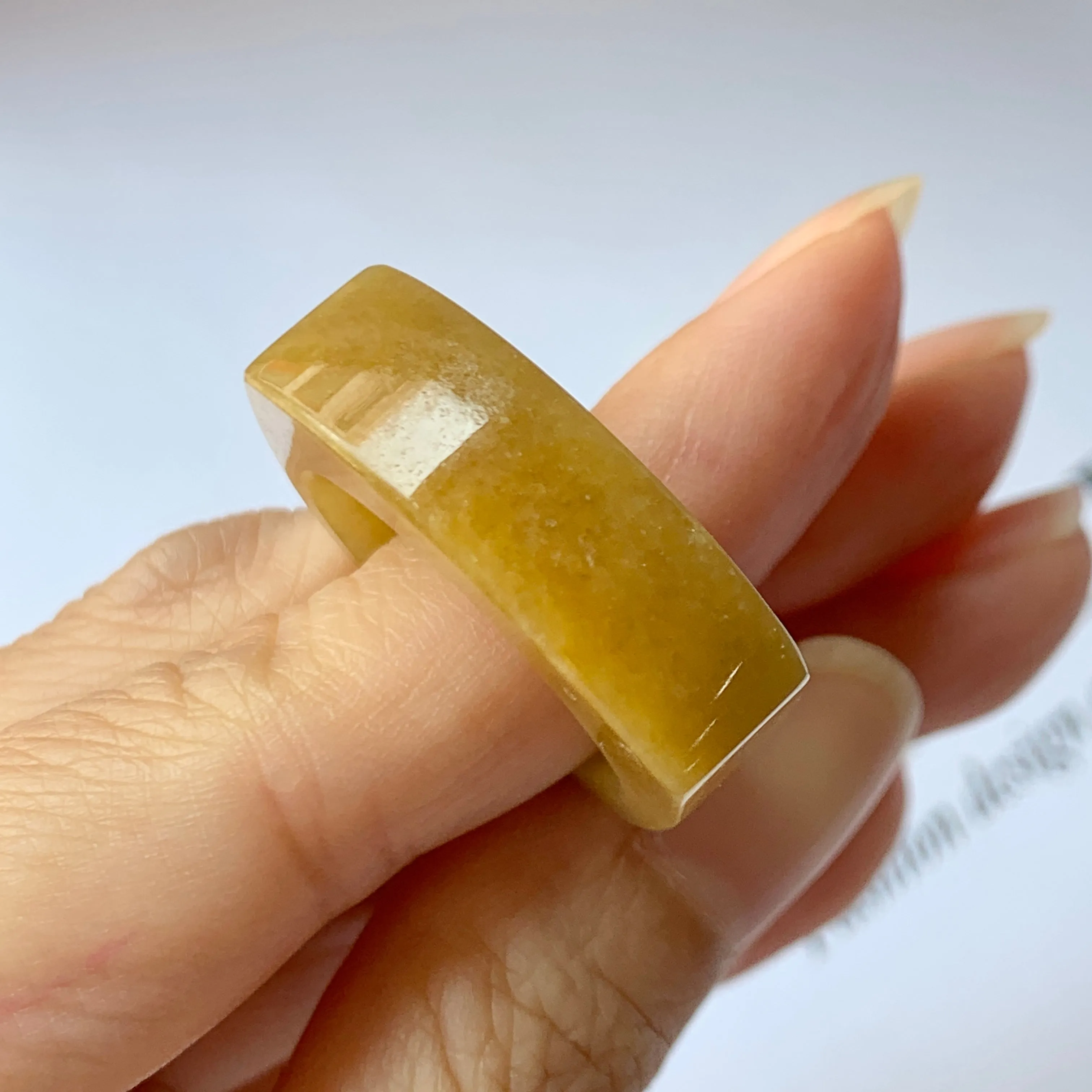 20.2mm A-Grade Natural Yellow Jadeite Saddle Loaf Ring Band No.162264