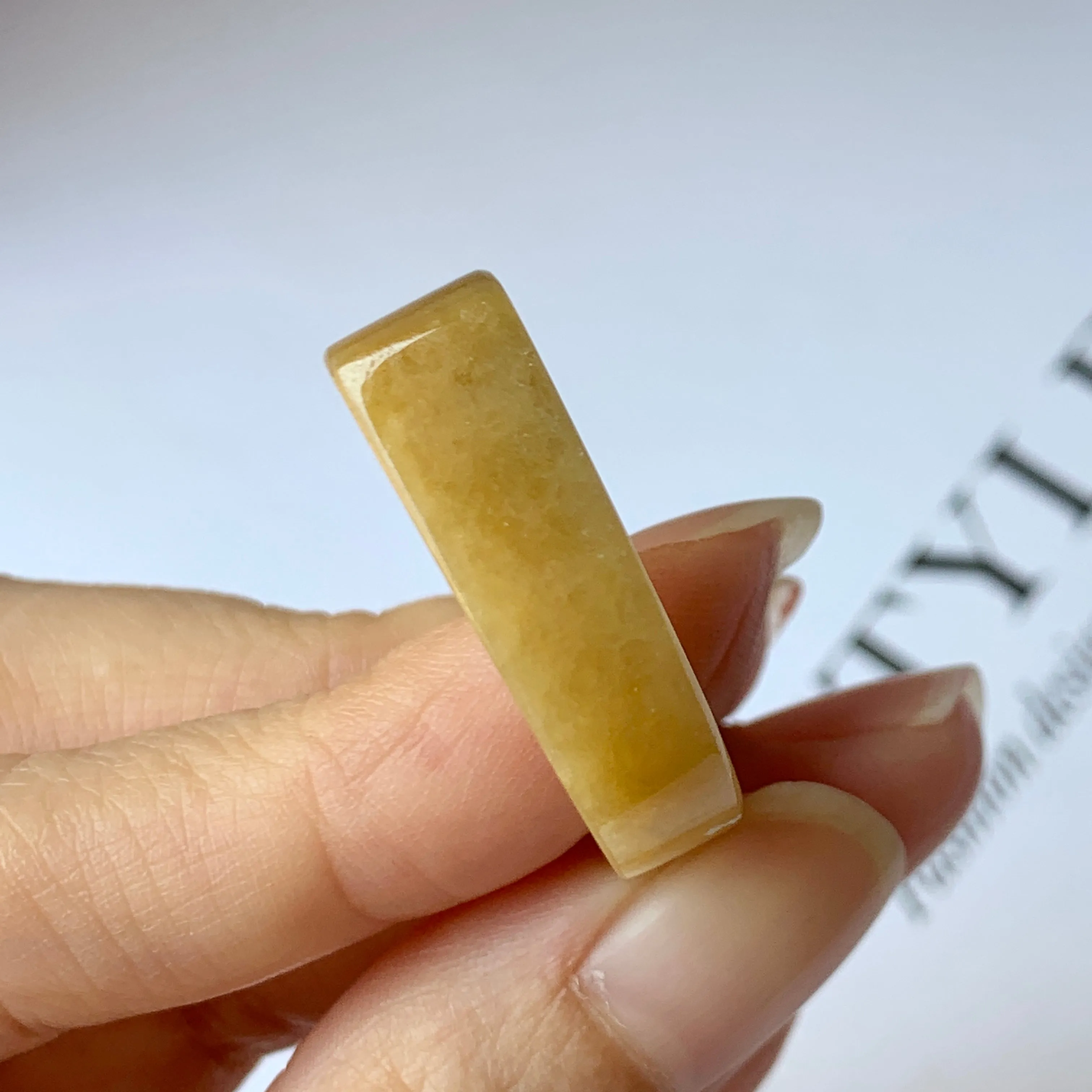 20.2mm A-Grade Natural Yellow Jadeite Saddle Loaf Ring Band No.162264